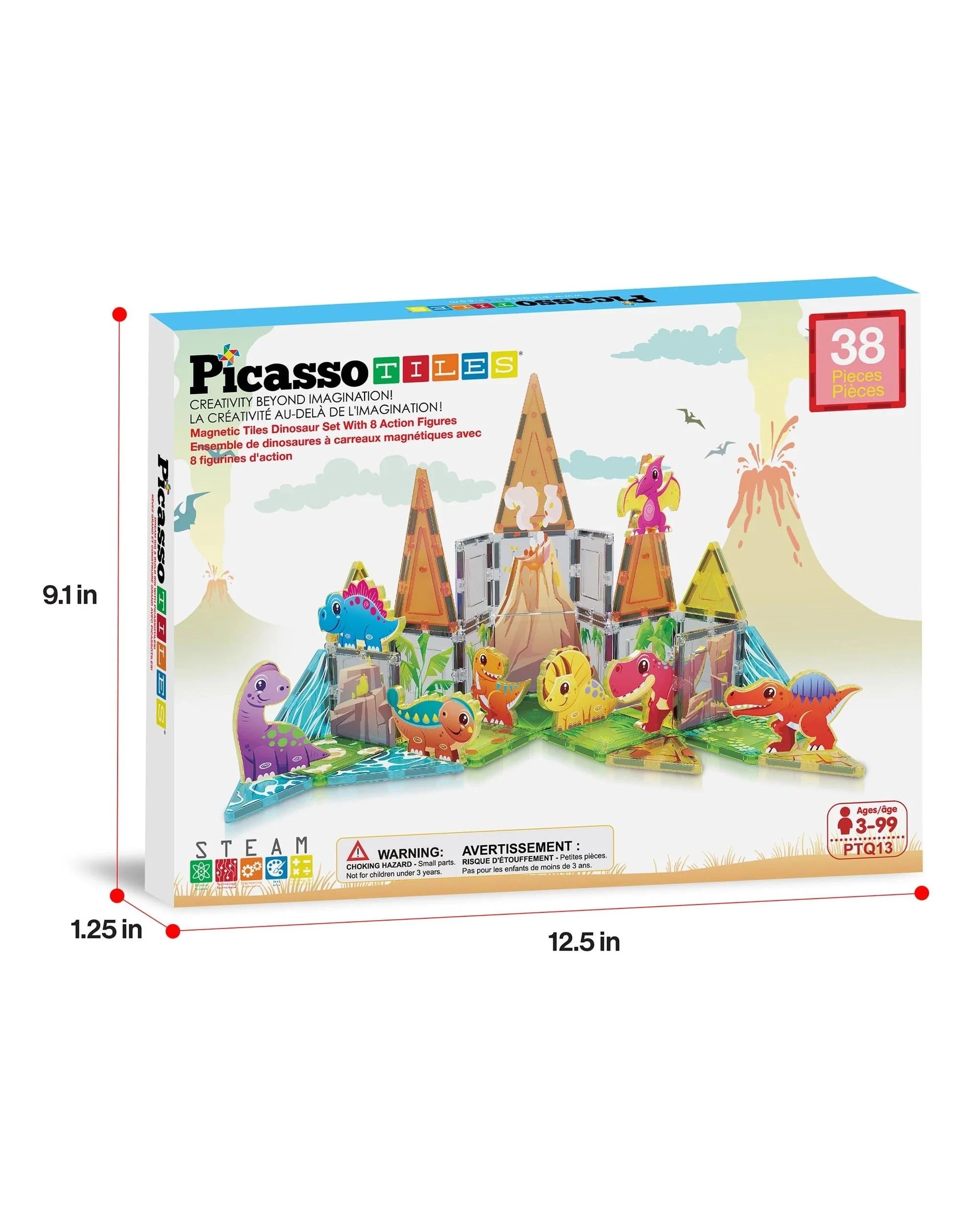 8 PicassoTiles Magnetic Tile Dino World Adventure Set Building Set 38 Pieces, 8 of 8