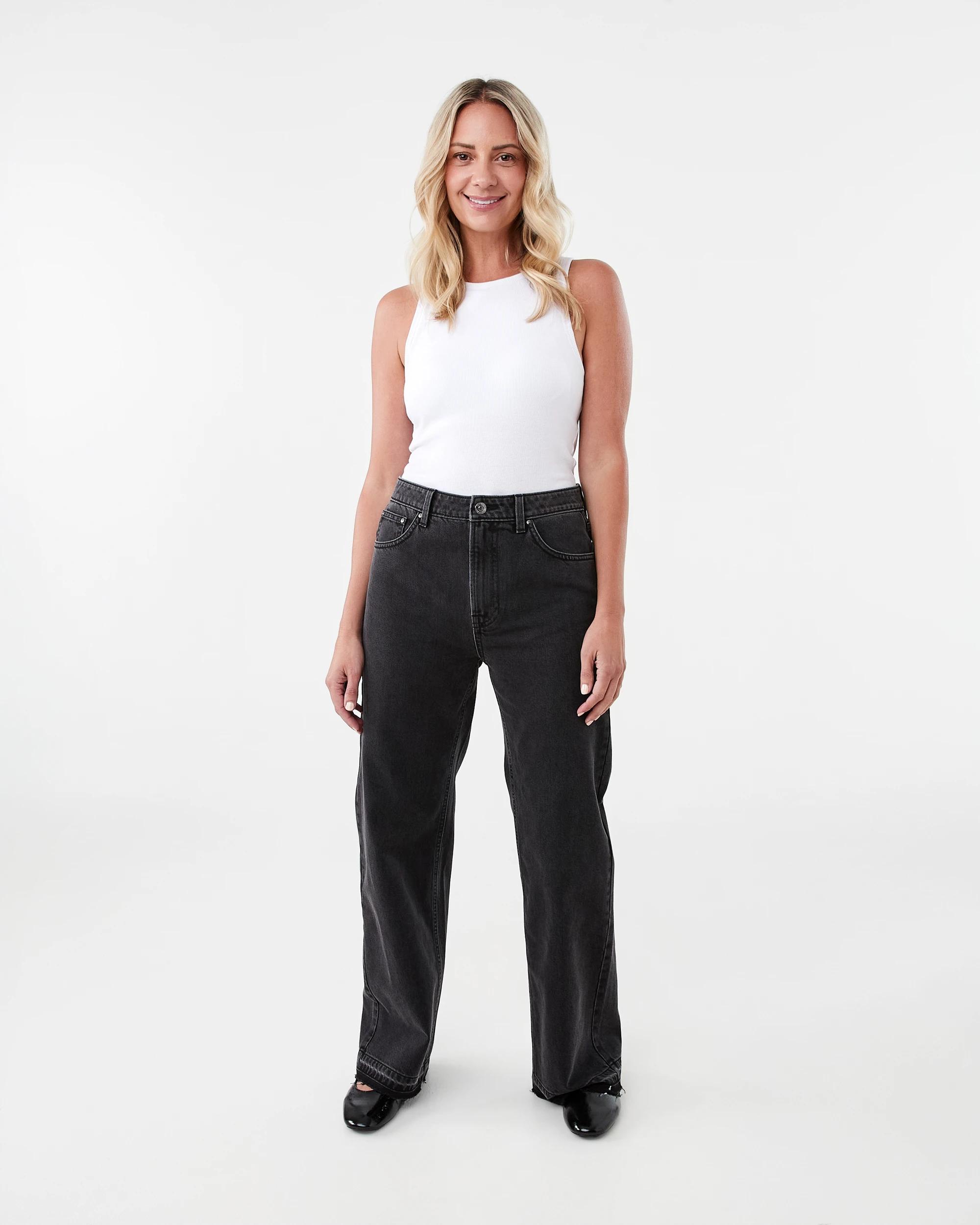 2 Straight Leg Undone Hem Jeans Black Wash, 2 of 9