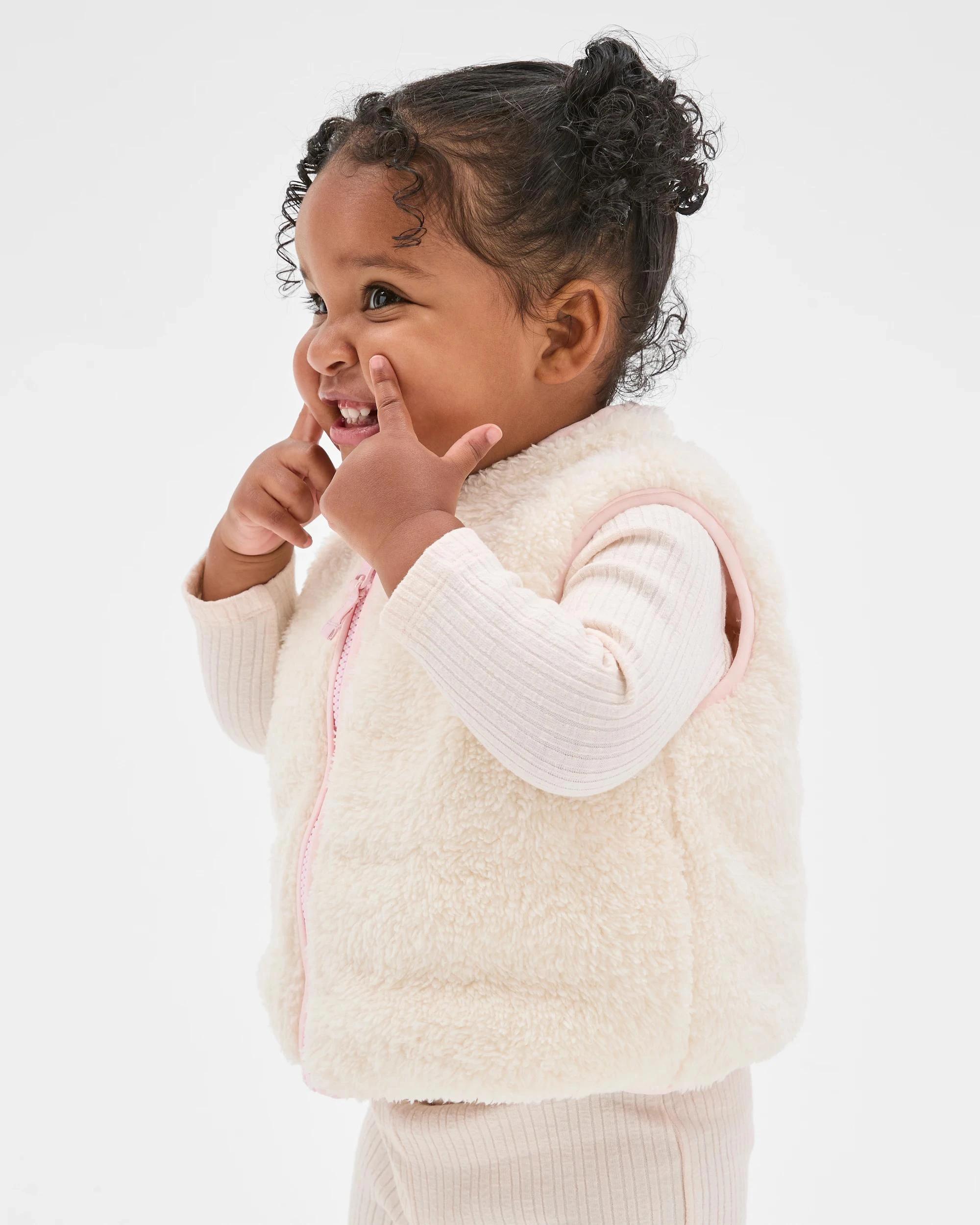 2 Target Baby Baby Reversible Sherpa Puffer Vest PINK, 2 of 5