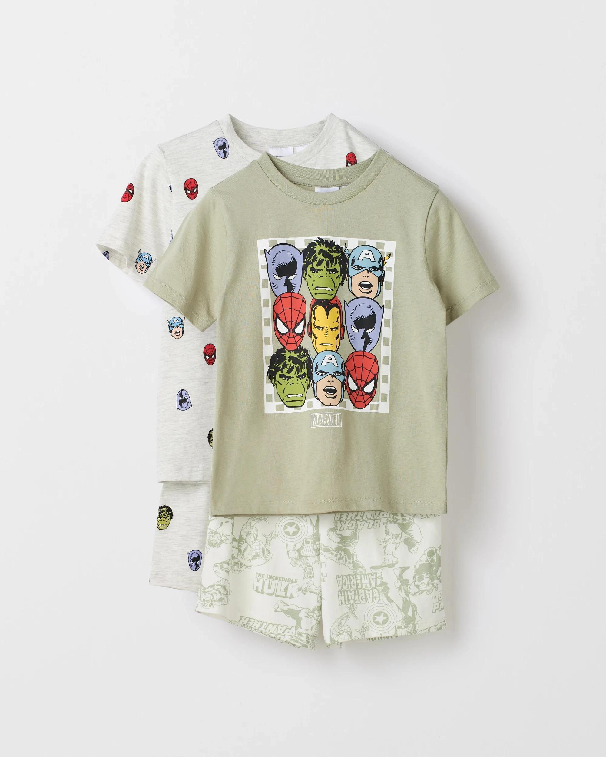 1 Marvel Australian Cotton Younger Boys 2 Pack Short Pyjama Set MULTI, 1 of 3