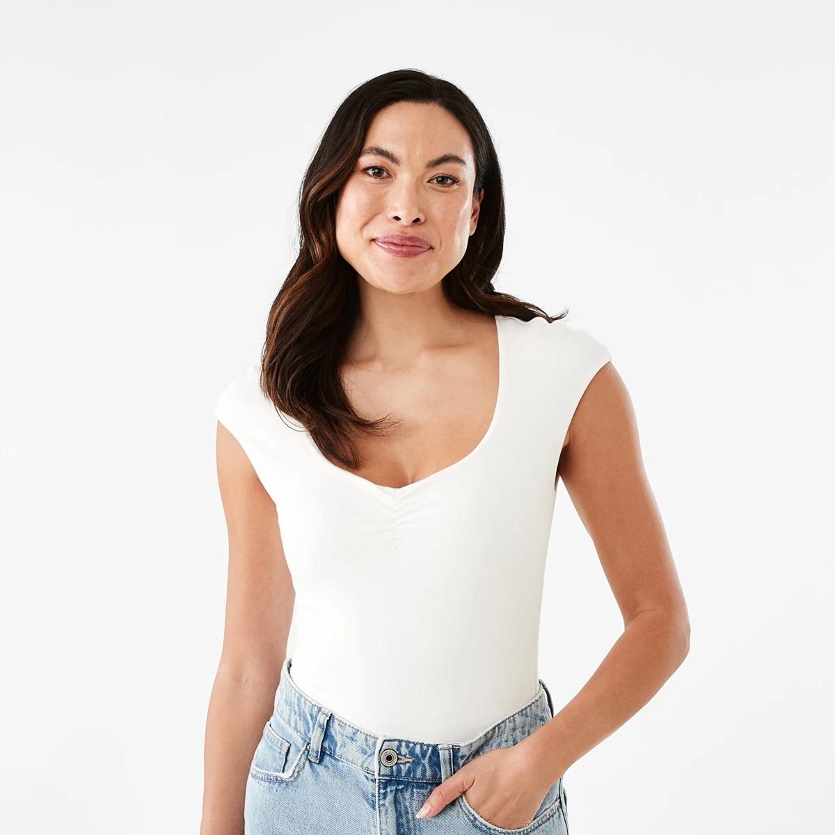 2 Cap Sleeve Bodysuit Ecru, 2 of 6