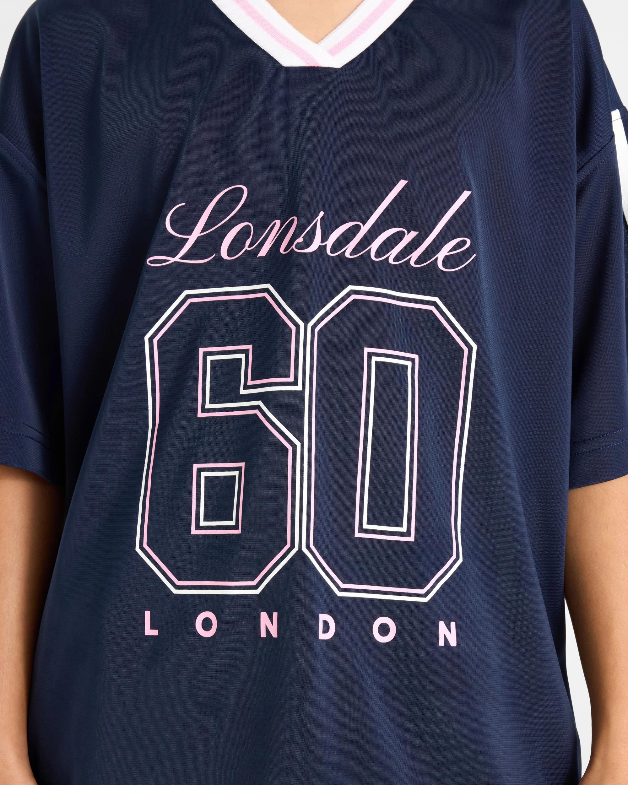 3 Lonsdale London Oversized Sports Jersey T-Shirt NAVY, 3 of 5