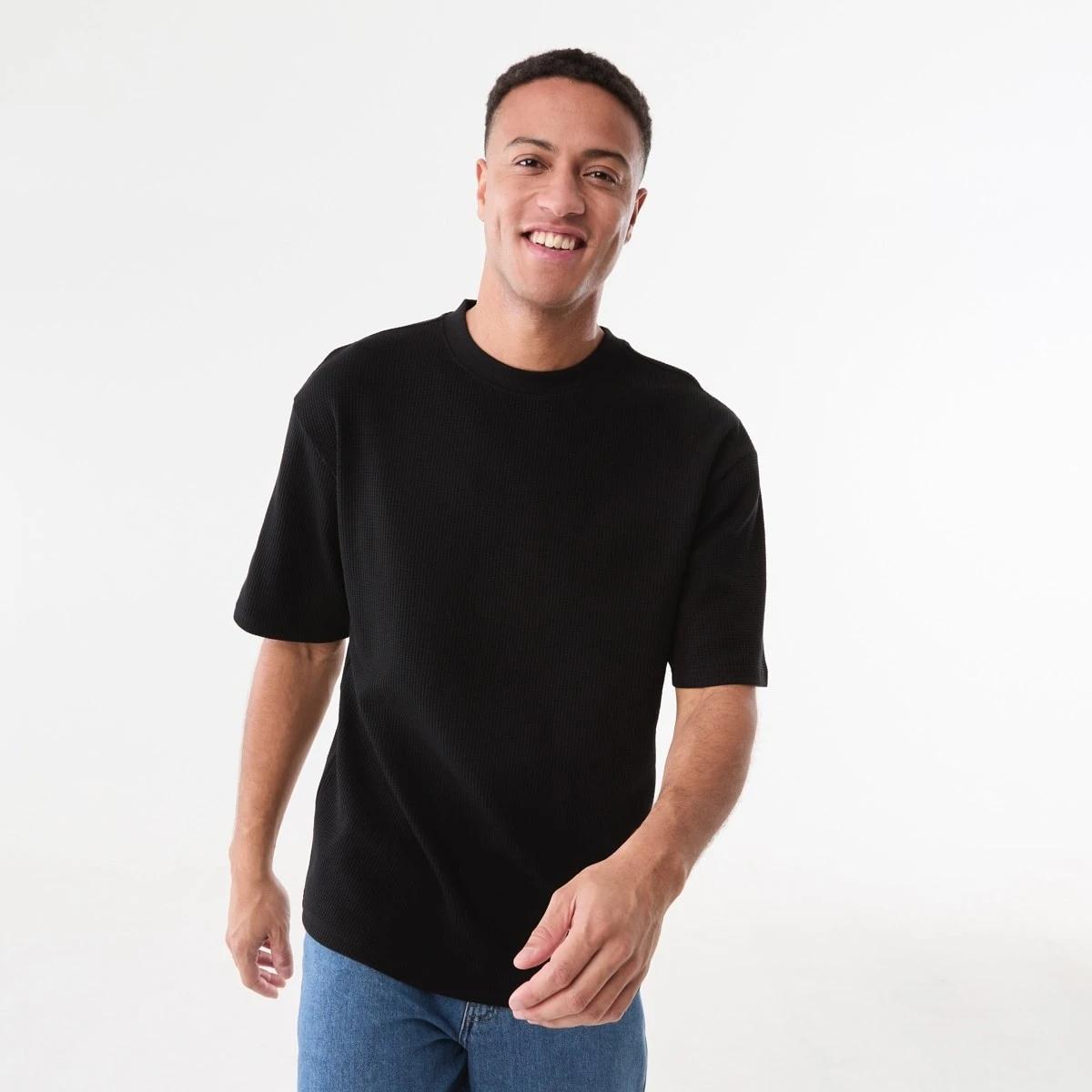 1 Oversized Waffle T-shirt BLACK, 1 of 5