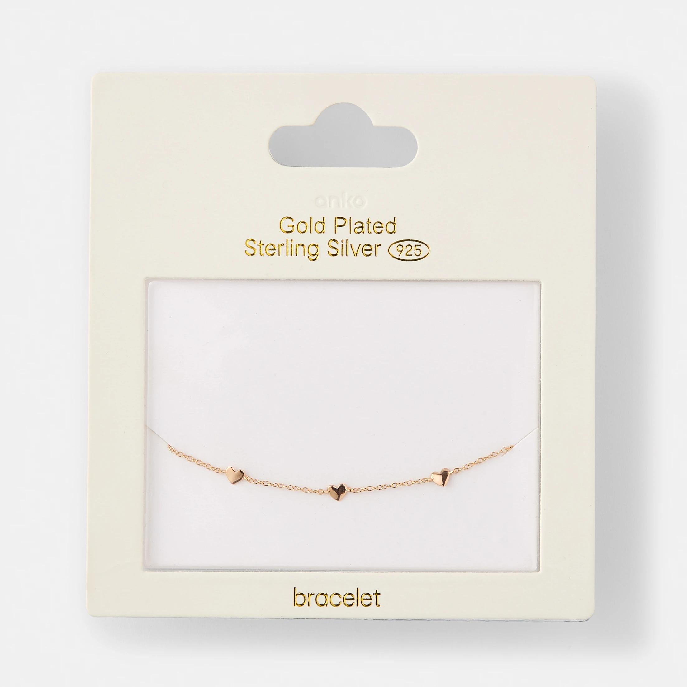 4 Gold Plated Sterling Silver 925 Heart Bracelet Gold, 4 of 4