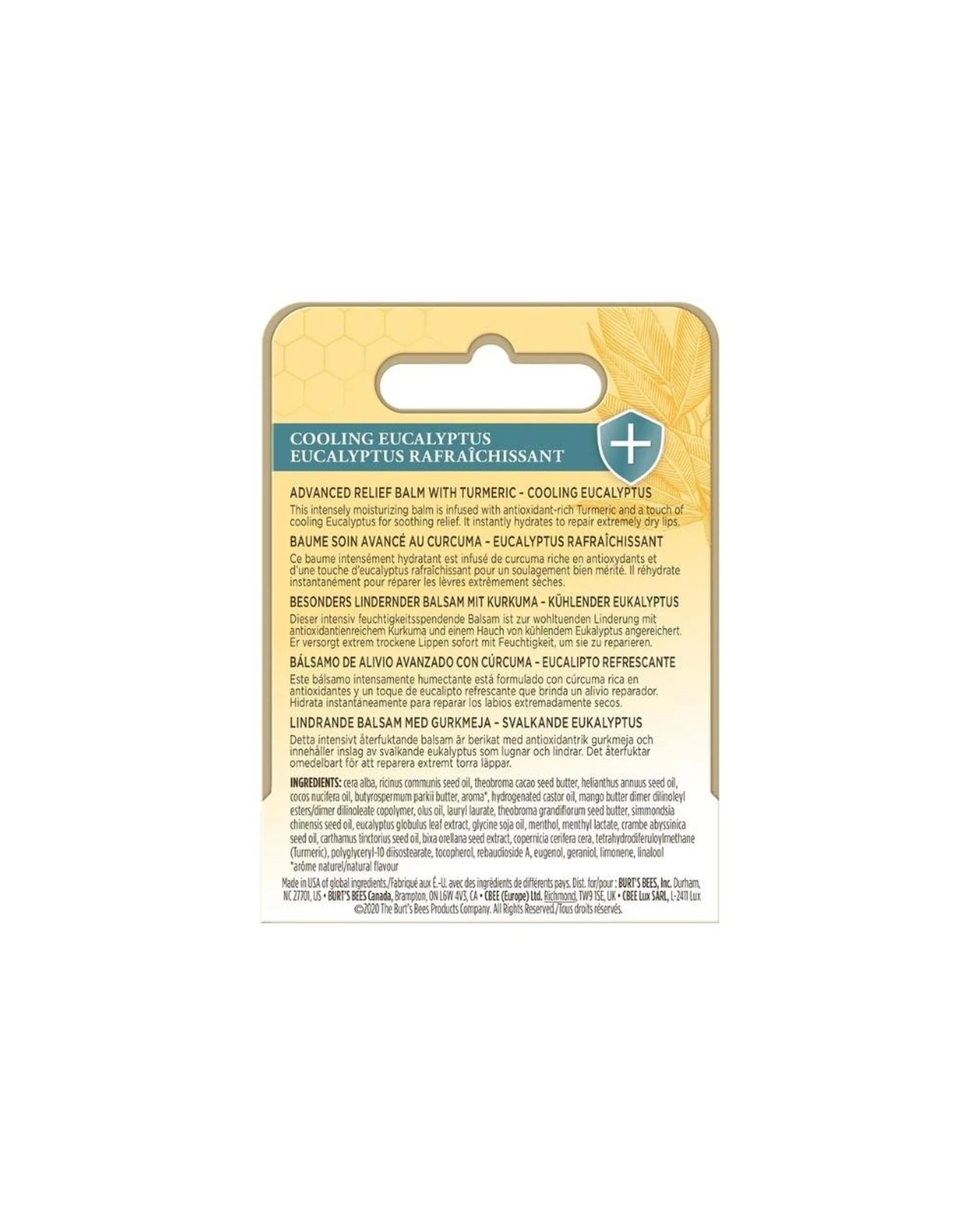 3 6 x Burt's Bees Advanced Relief Eucalyptus Lip Balm 4.25g - Clear, 3 of 4