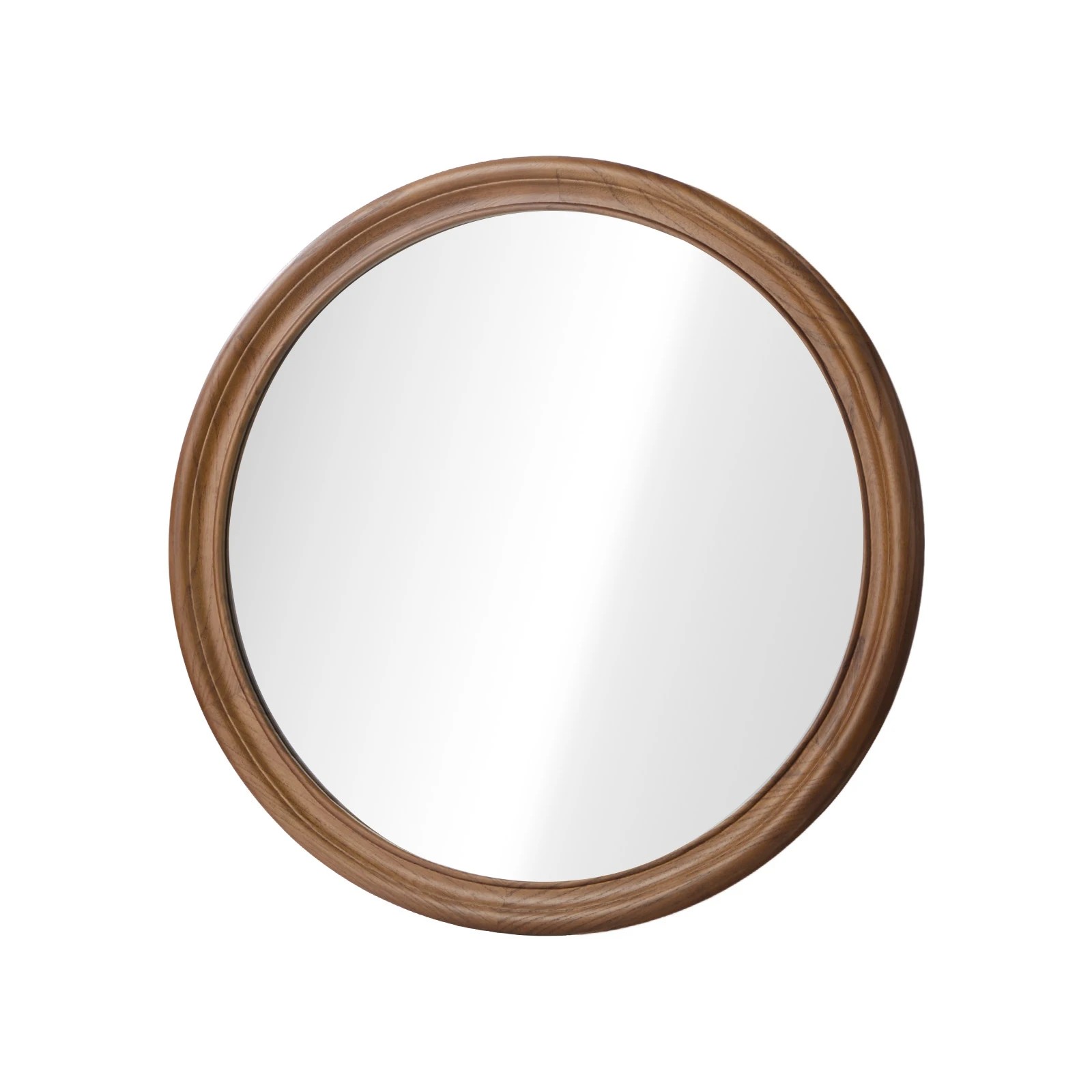 1 Oikiture Round Wall Mirror 80cm Wooden Frame Decor - Brown, 1 of 9