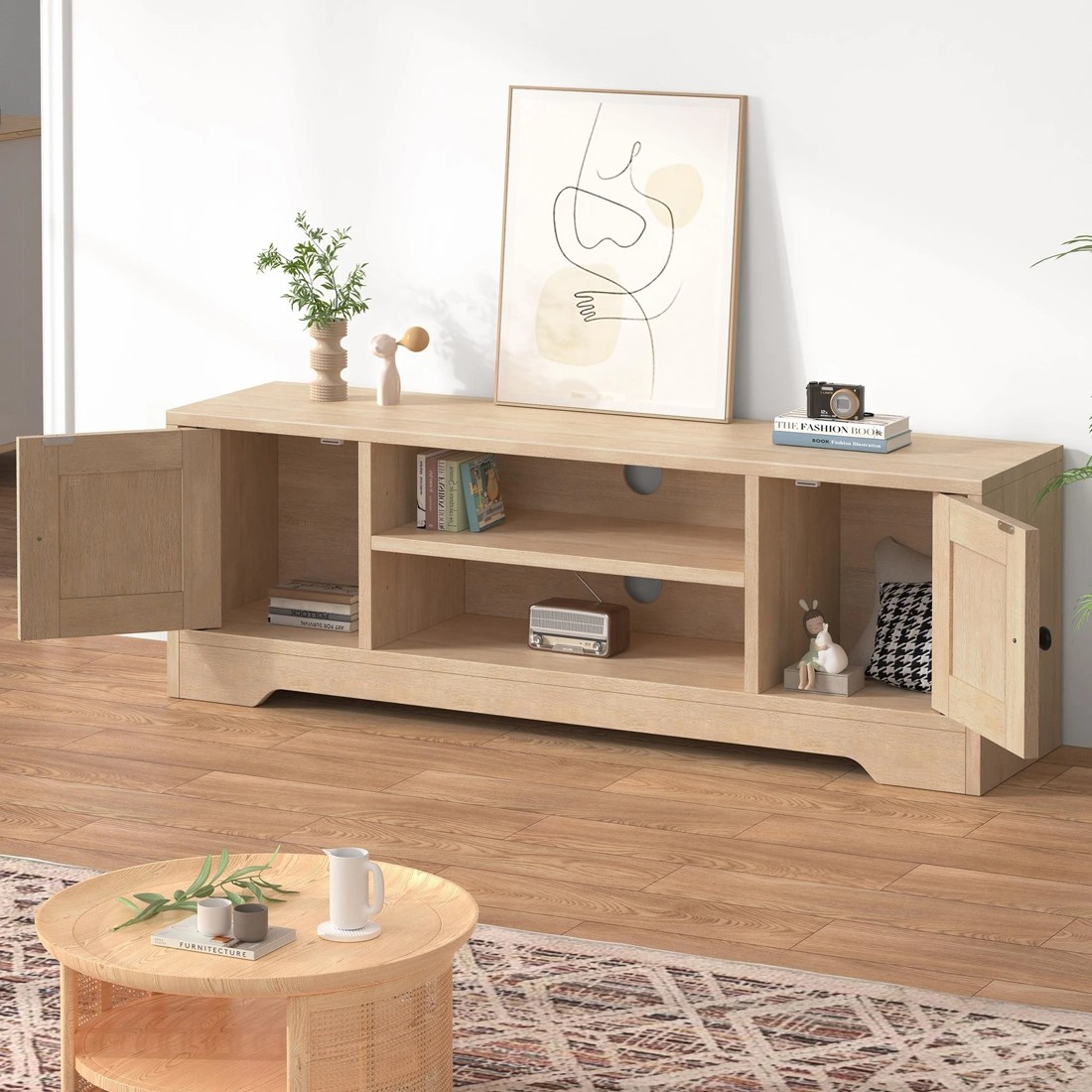 3 Alfordson TV Cabinet Entertainment Unit Stand 120cm Hamptons Storage - Wood, 3 of 10