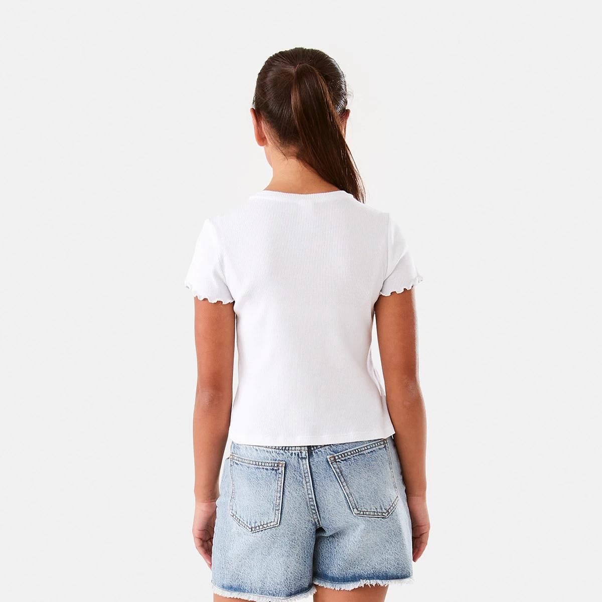 2 Short Sleeve Rib Top White, 2 of 10