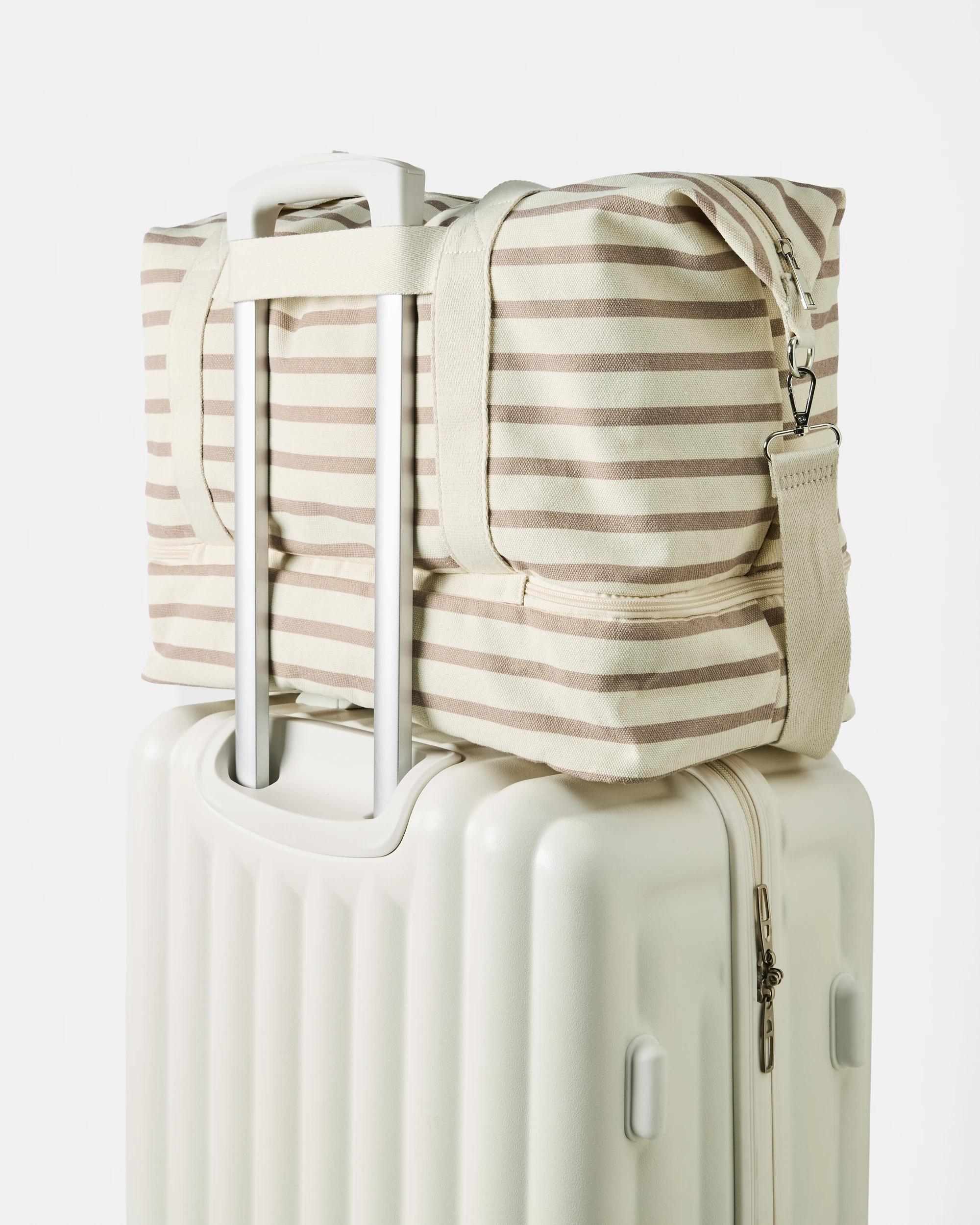 5 Woven Canvas Weekender Bag Nat Strp, 5 of 7