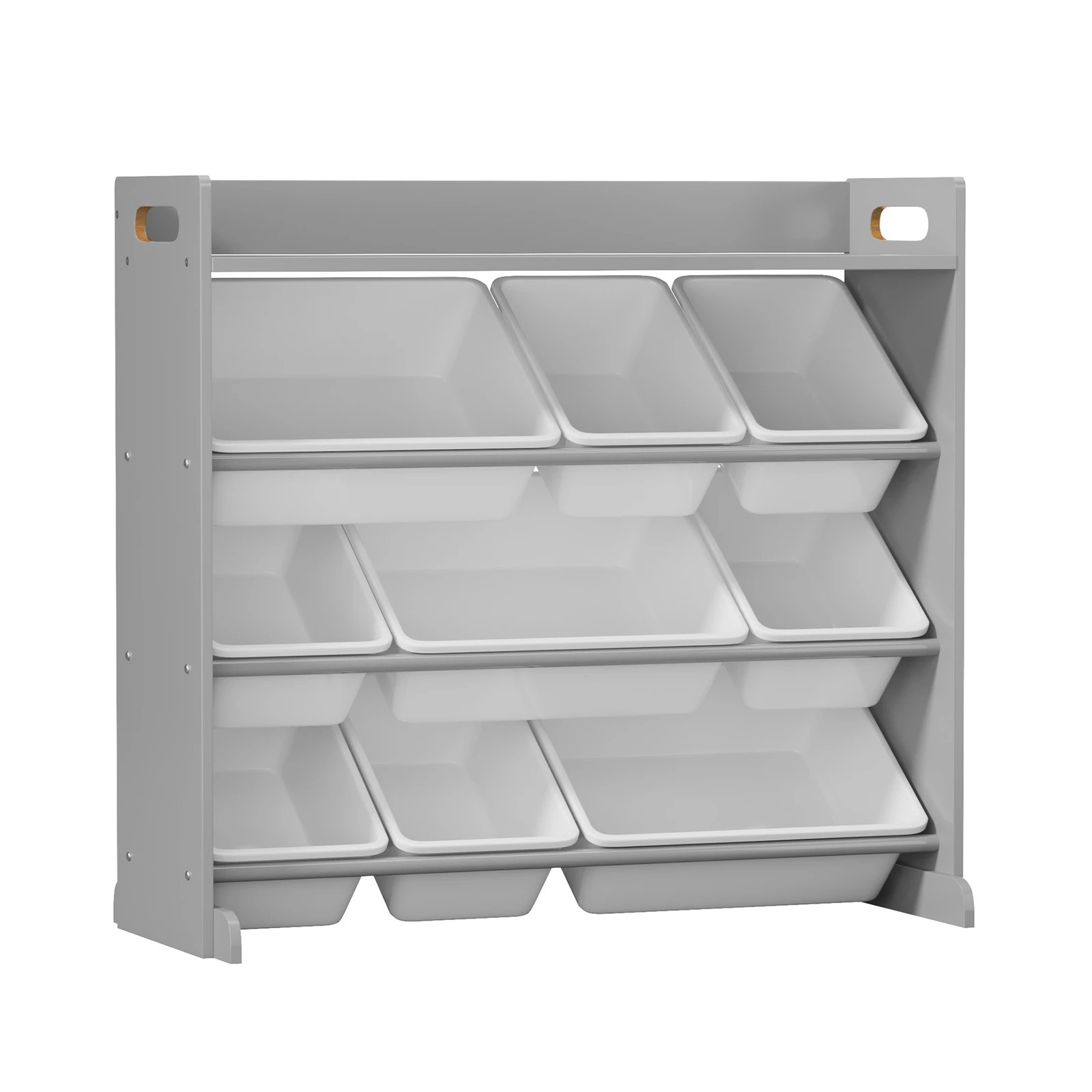 8 Oikiture 9 Bins Kids Toy Box Bookshelf Storage Organiser Display Shelf - Grey, 8 of 9