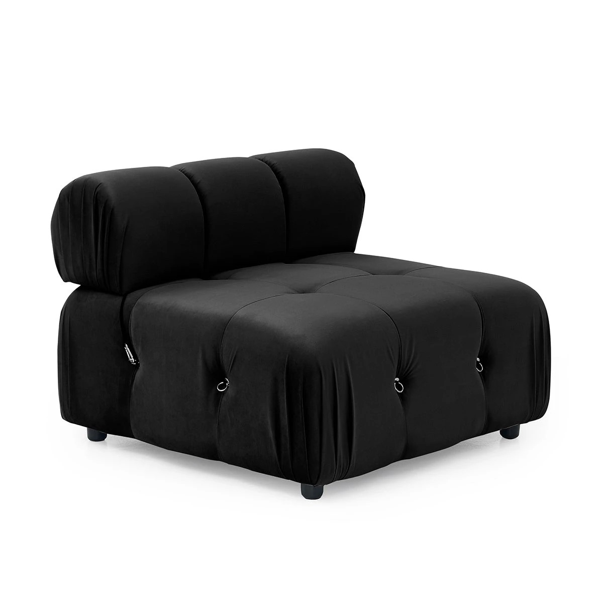 5 Foret 6 Seater Sofa Modular Arm Ottoman Tufted Velvet Lounge Couch Chaise Black, 5 of 9