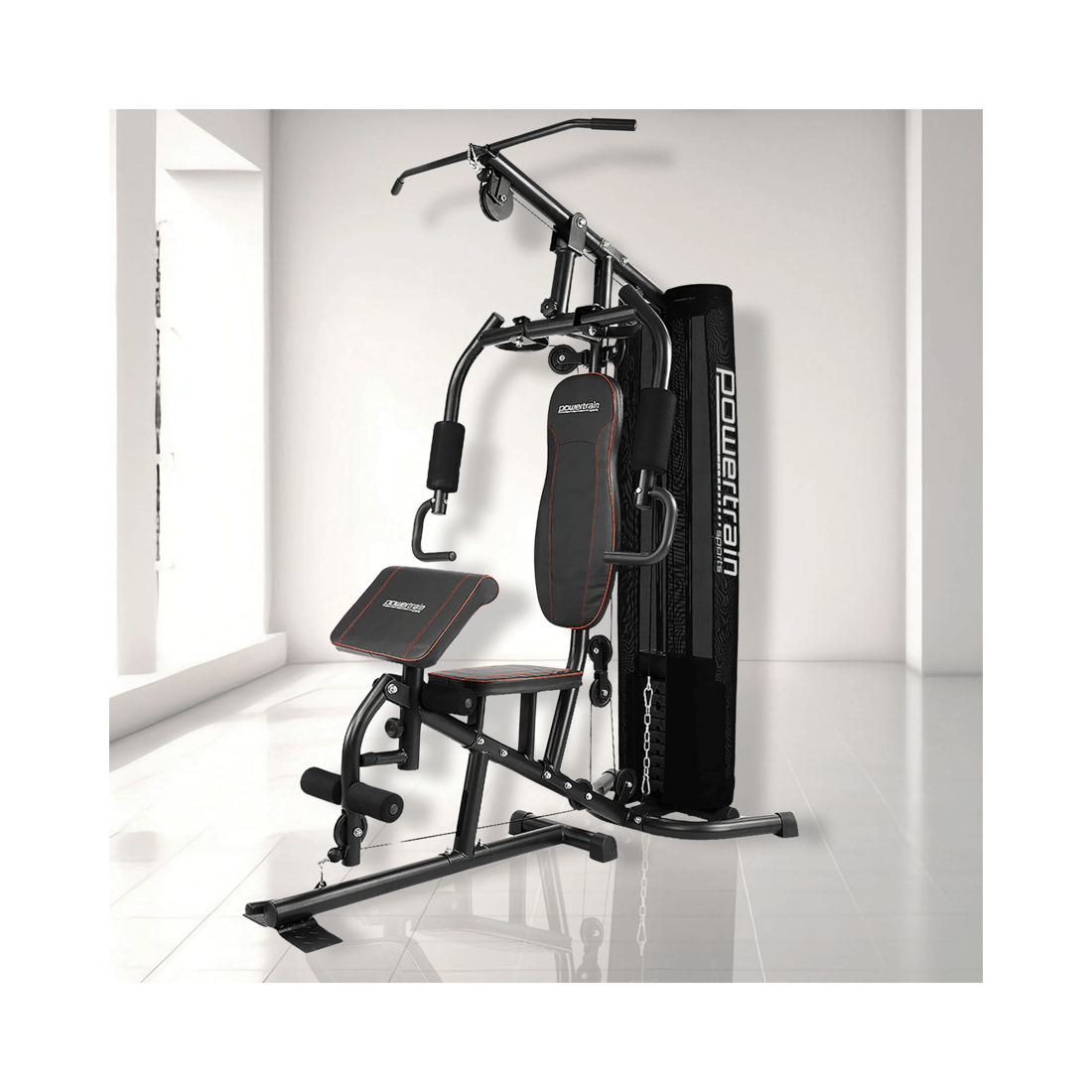 2 Powertrain Multi Station Home Gym with 68kg Weights Preacher Curl Pad, 2 of 4