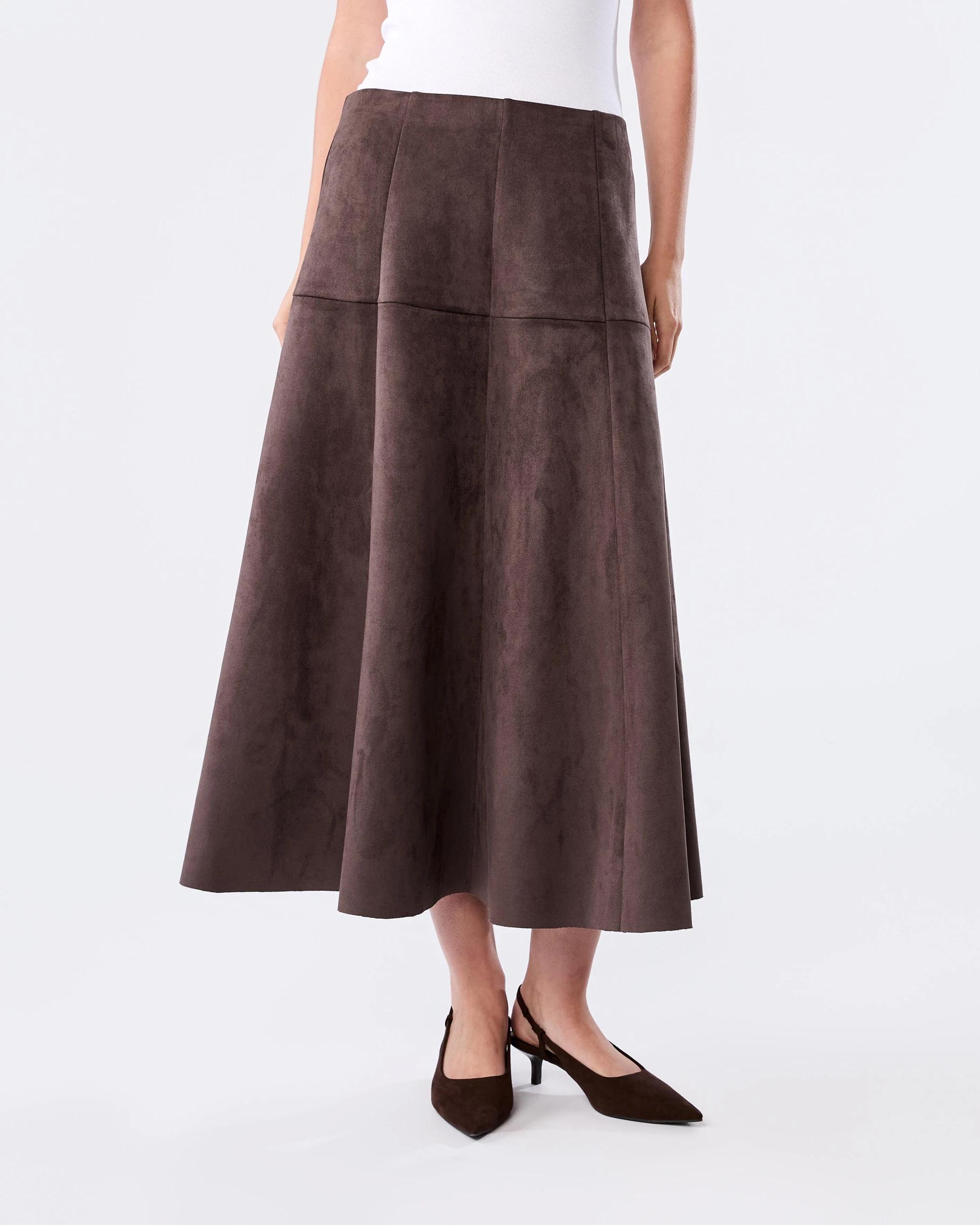 1 Suedette A-line Maxi Skirt Choc Plum, 1 of 4
