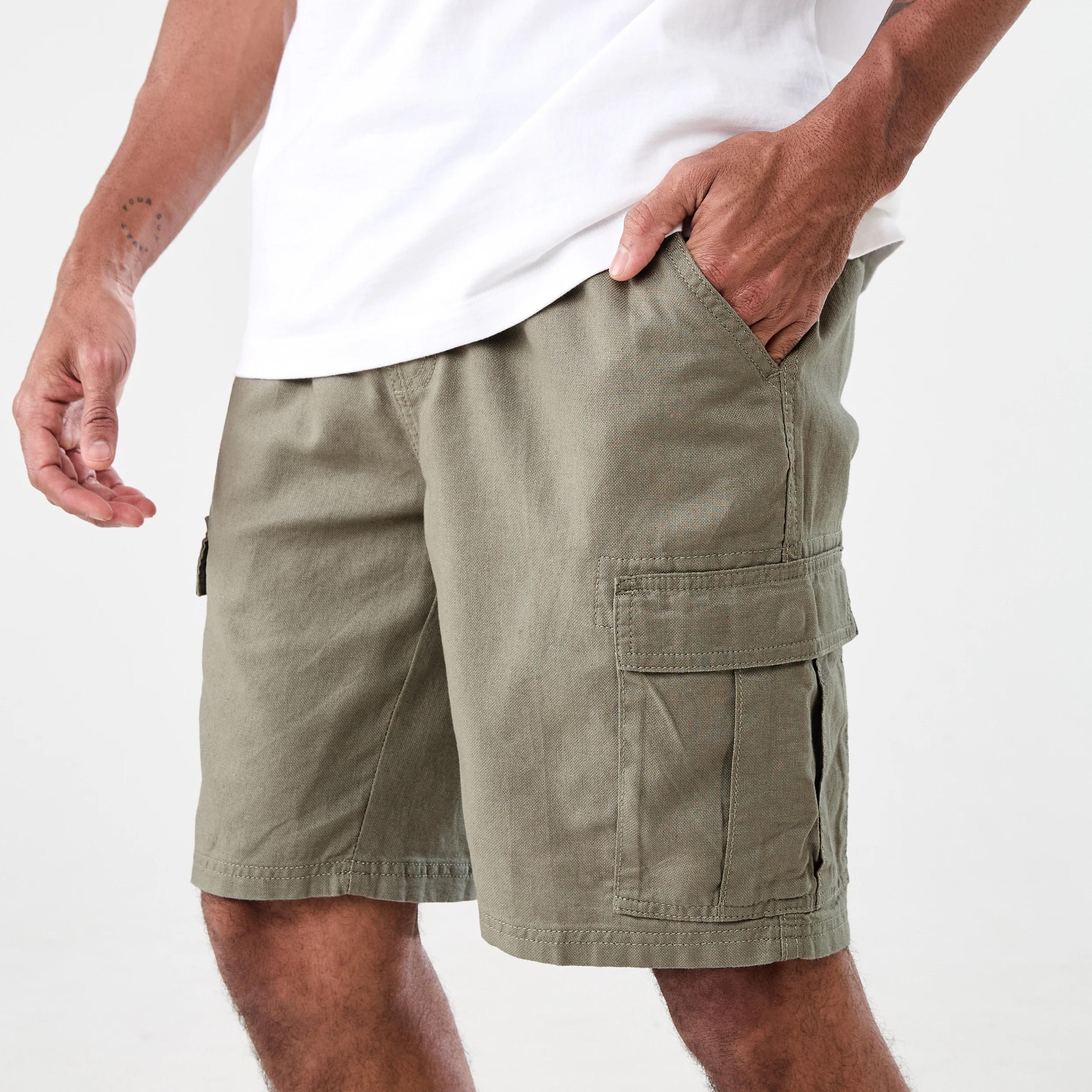 2 Cotton Linen Cargo Shorts SAGE WASH, 2 of 6