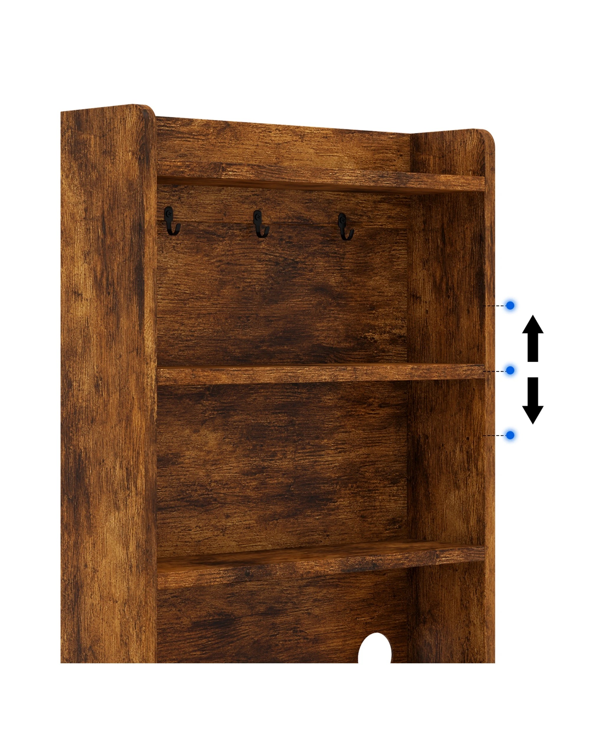 5 Ufurniture LED Tall Bedside Cabinet With Charging Station 3 Drawers and 3 Shelves - Brown, 5 of 8
