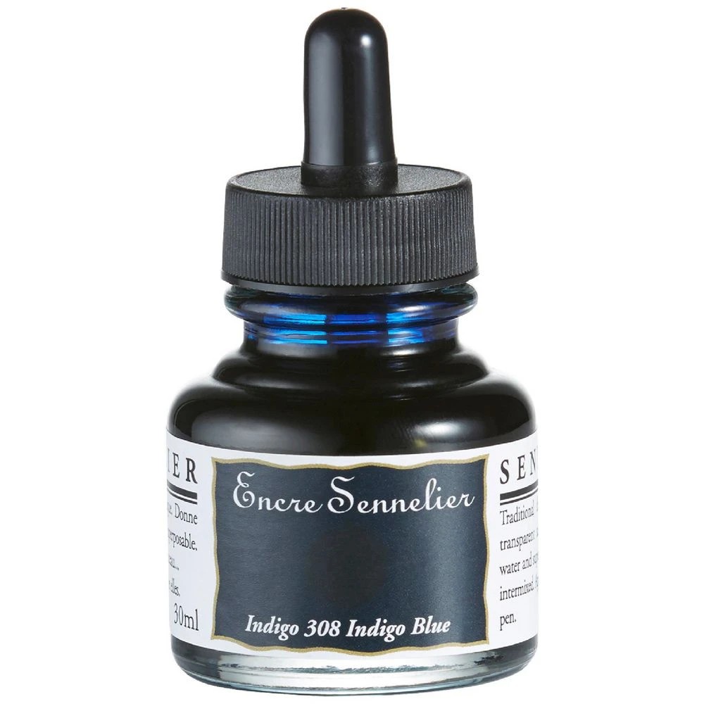 1 Sennelier Encre Drawing Ink 30mL Indigo, 1 of 2