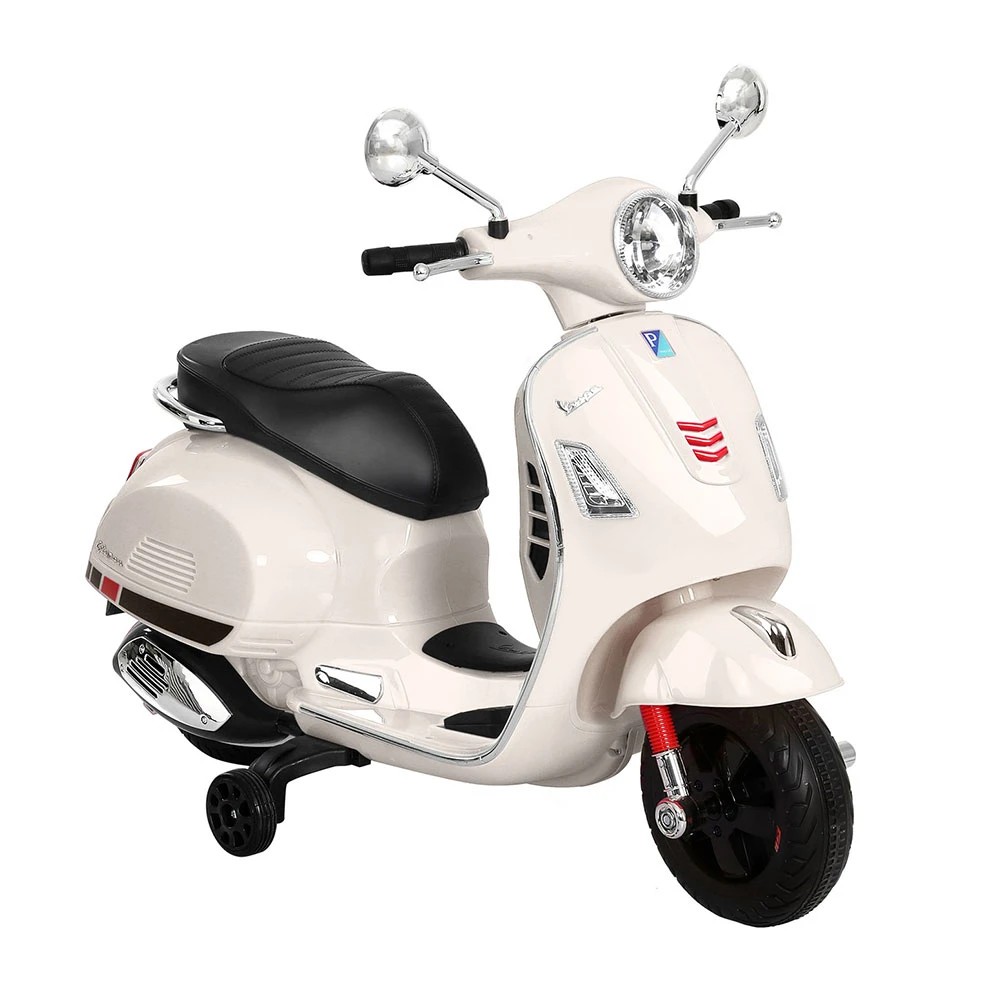 1 Kids Electric Ride On Car Motorcycle Motorbike Vespa Licensed GTS - White, 1 of 5