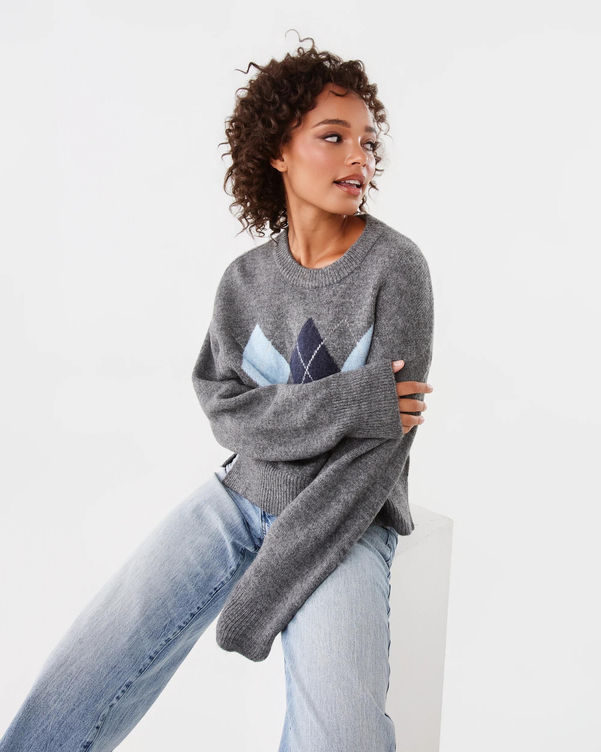 8 Jacquard Knit Jumper Grey Marle, 8 of 9