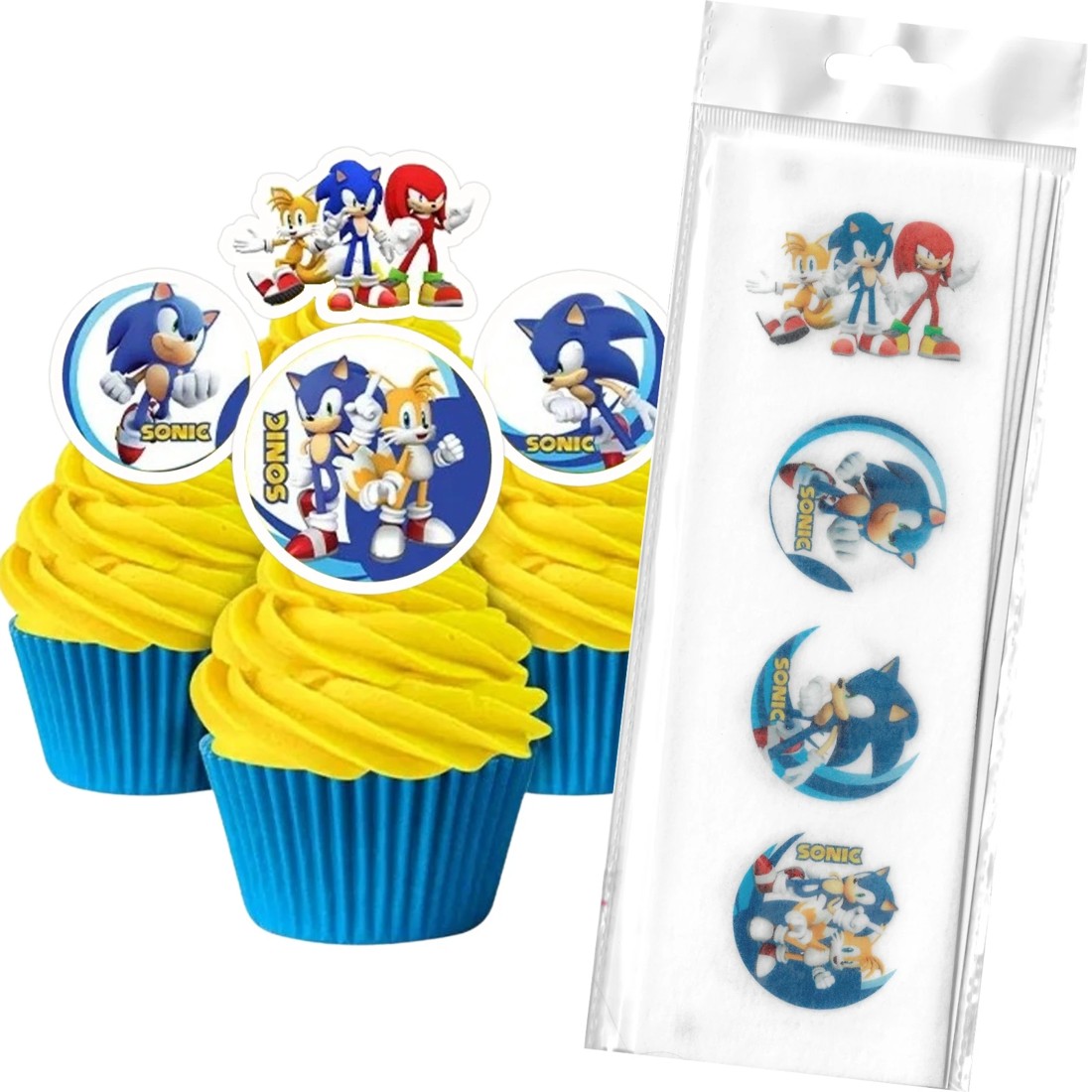 1 Cake Craft Sonic the Hedgehog Edible Wafer Cupcake Toppers Pack of 16, 1 of 2