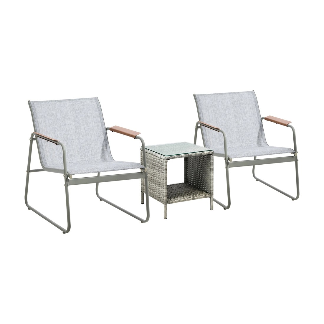 6 Livsip 3PCS Outdoor Bistro Set Patio Garden Furniture Chair Side Table PE Wicker - Multi, 6 of 9