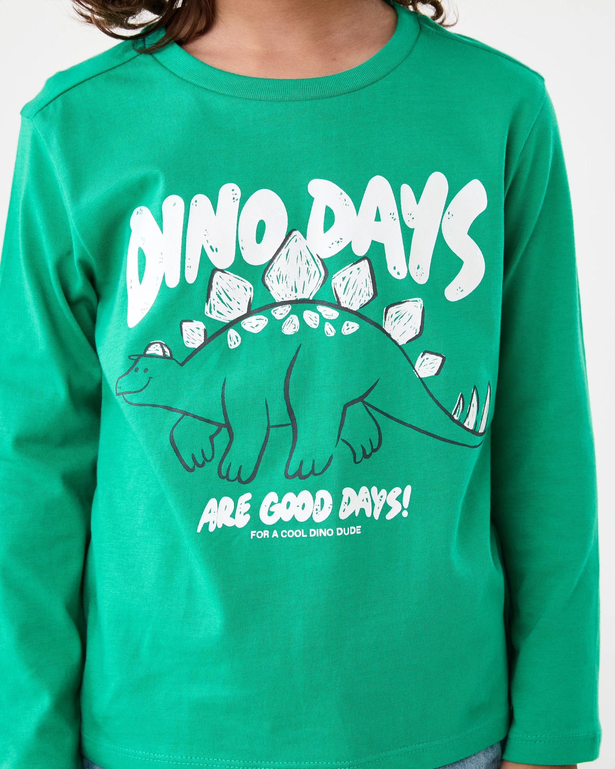 5 Long Sleeve Print T-shirt Grn Dino, 5 of 5