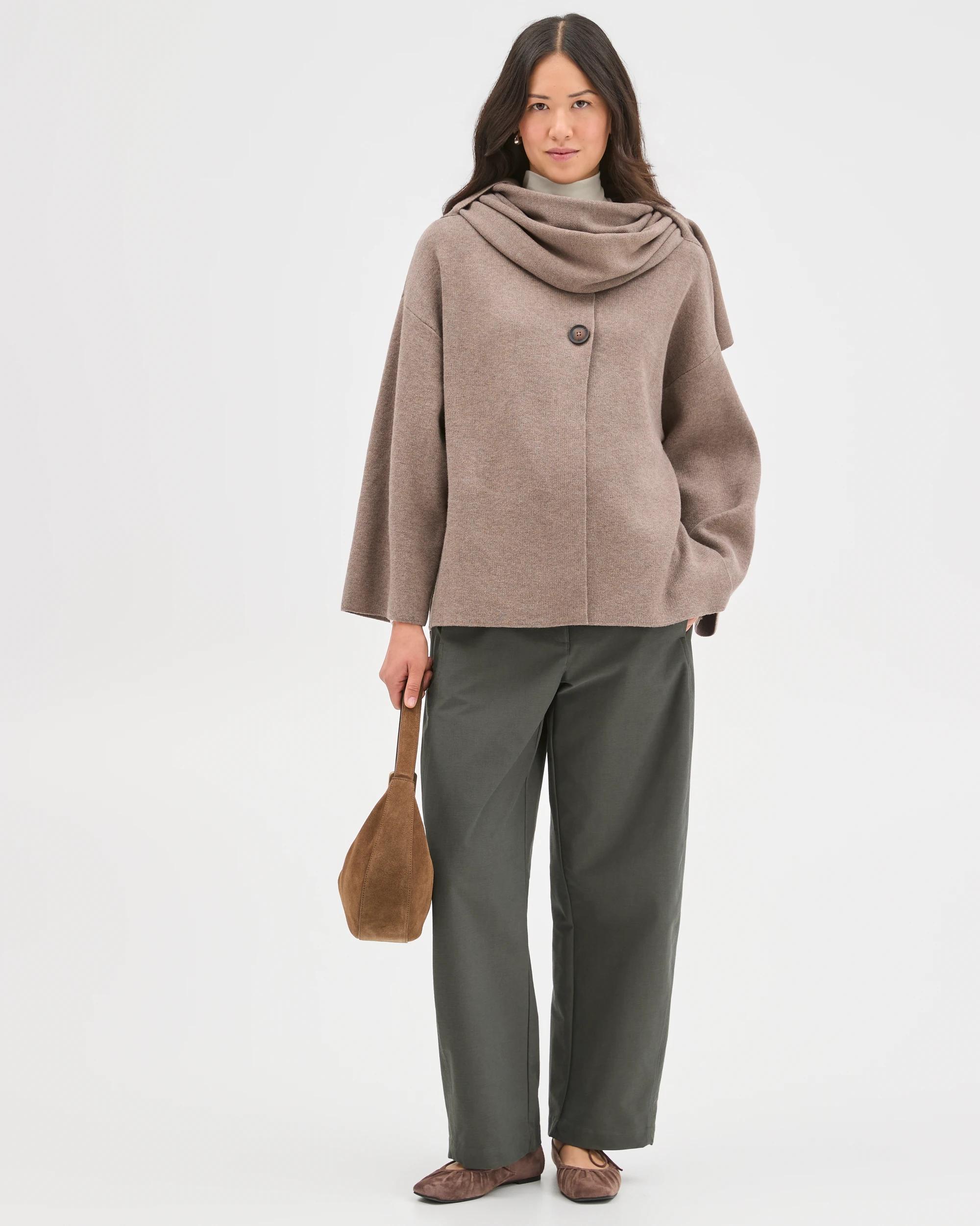 1 Target Woman Wrap Scarf Knitted Coat DARK TAUPE MARLE, 1 of 9