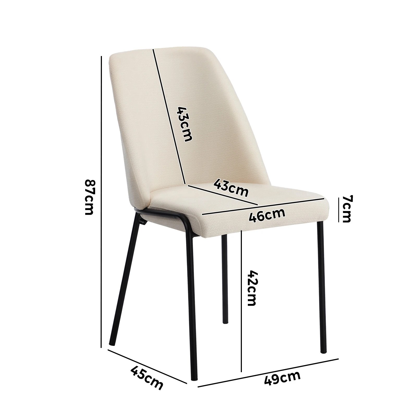 2 Oikiture Set of 4 Dining Chairs Chenille Fabric Kitchen Chair Padded Seat - Beige, 2 of 9