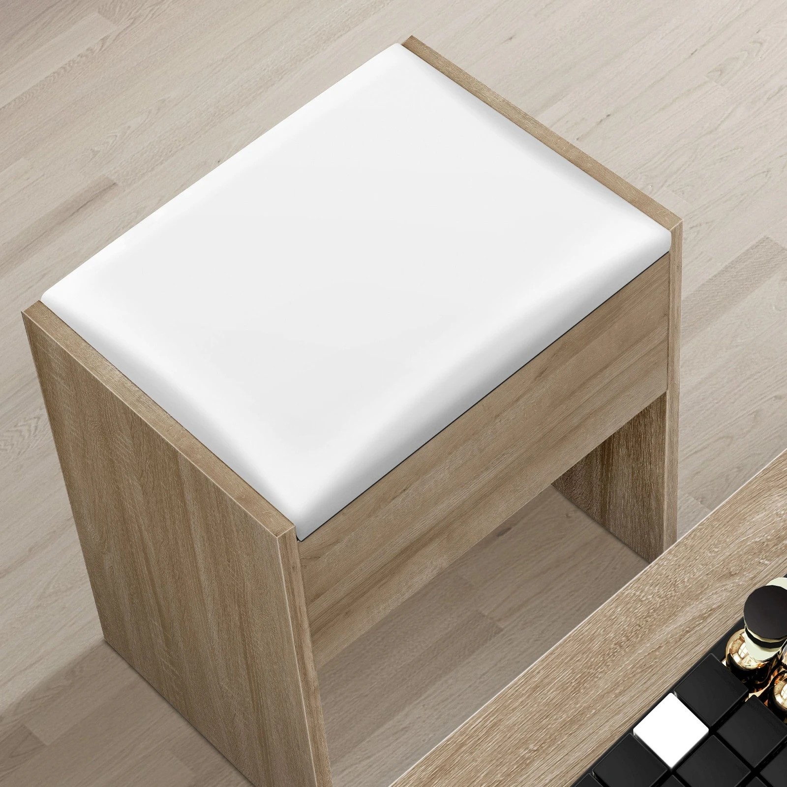 4 Alfordson Dressing Table Stool Set Makeup Mirror Vanity Desk LED Bulbs - Wood, 4 of 10