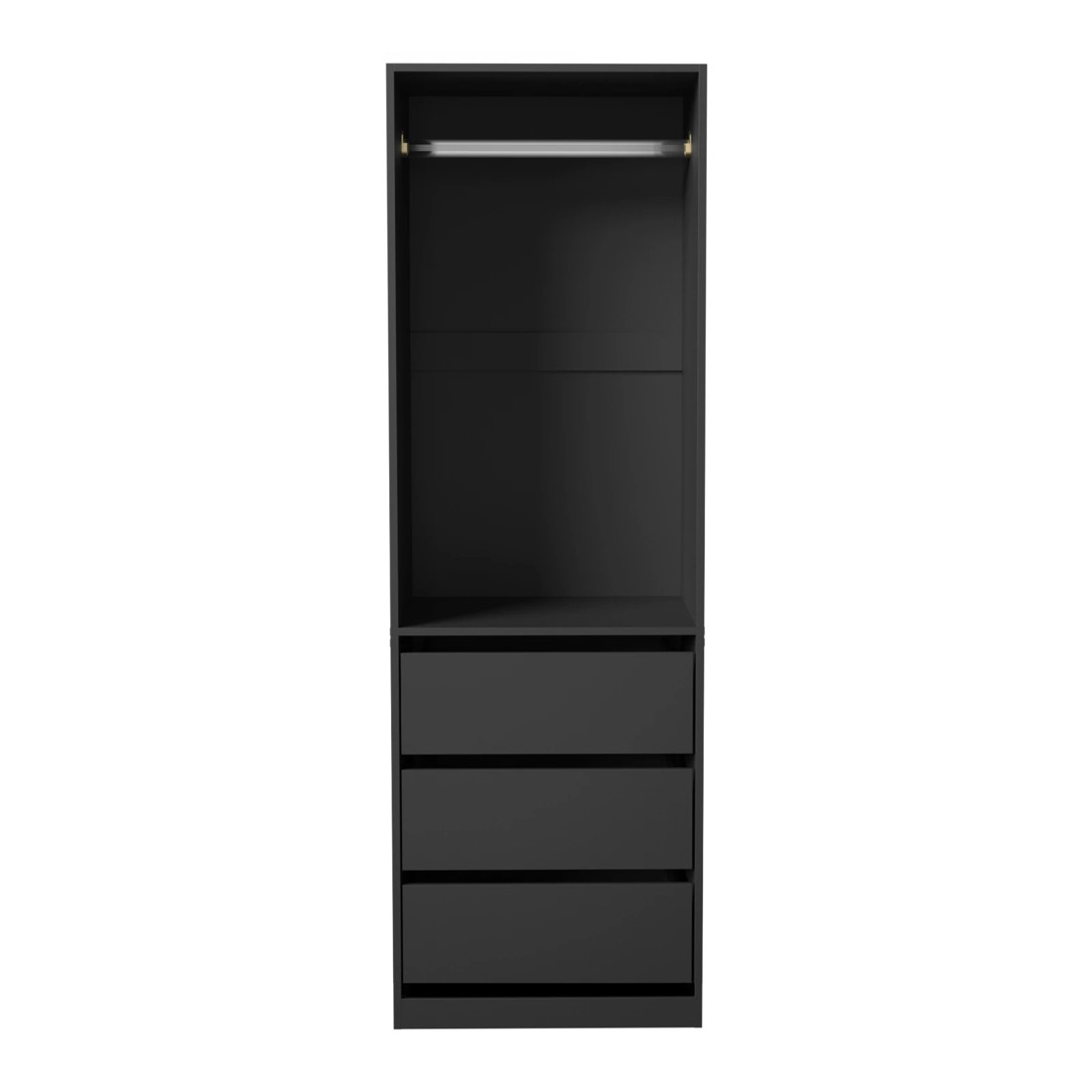5 Oikiture Open Wardrobe Shelf Unit Clothes Storage 3 Drawers Hanging Rail
 - Black, 5 of 10