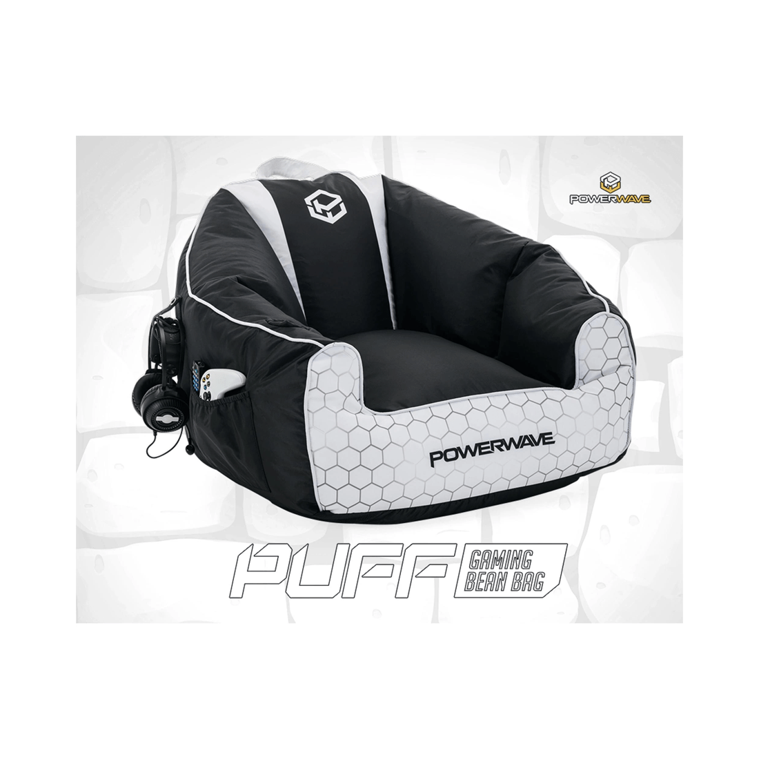 2 Powerwave PUFF Gaming Bean Bag Chair - White, 2 of 7