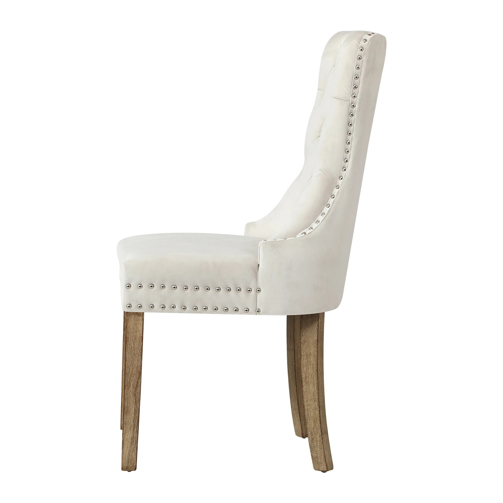 7 Oikiture 2x Velvet Dining Chairs Upholstered French Provincial Tufted
 - Beige, 7 of 9