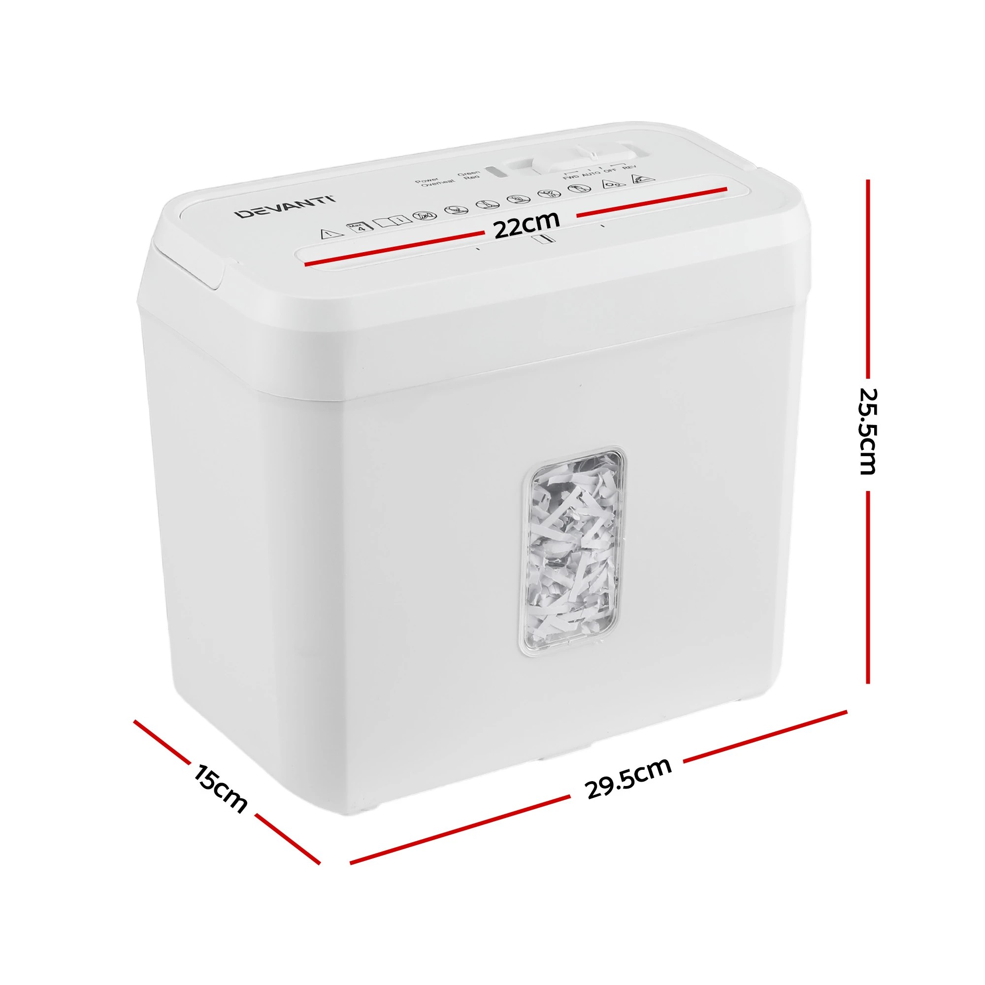 2 DEVANTI 8L Small Tabletop Paper Shredder 4 Sheet P4 Cross Cut Home Office - White, 2 of 10