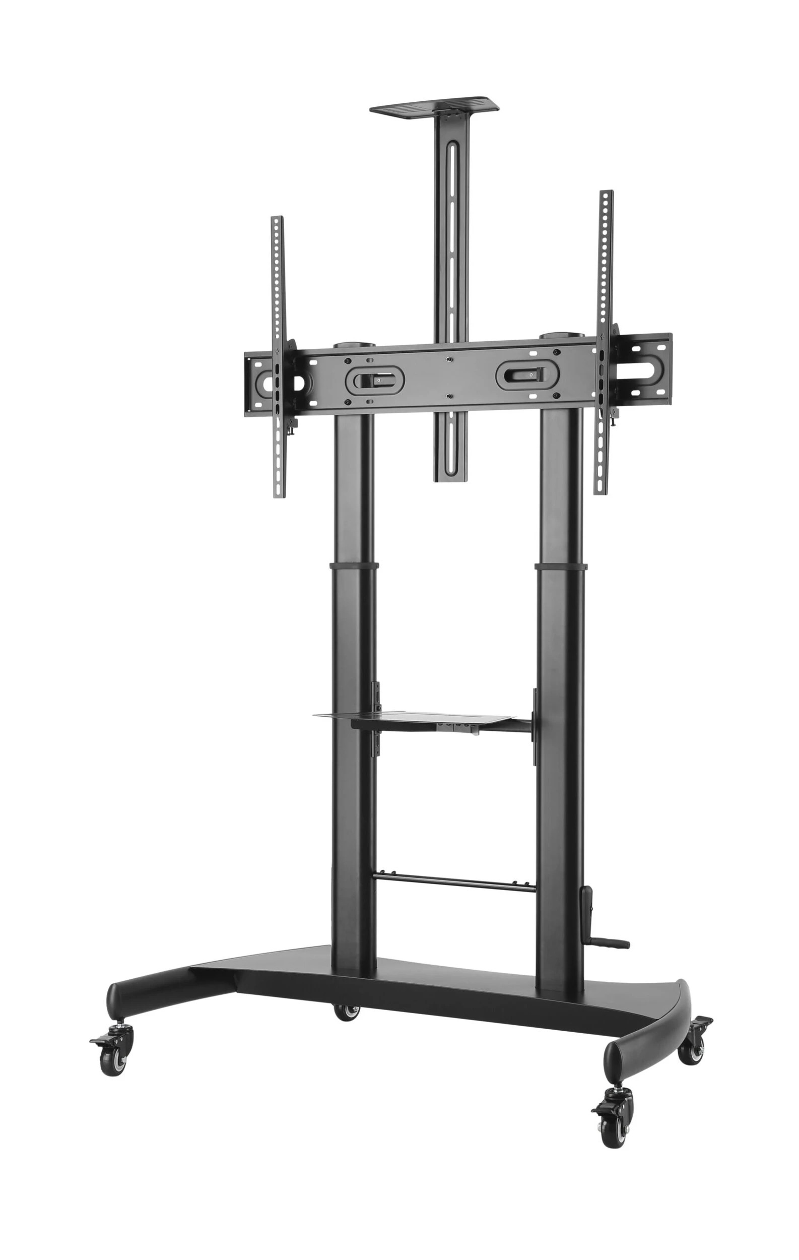 4 Brateck Large Screen Telescopic Steel TV Cart w/ Crank Handle - Black, 4 of 5