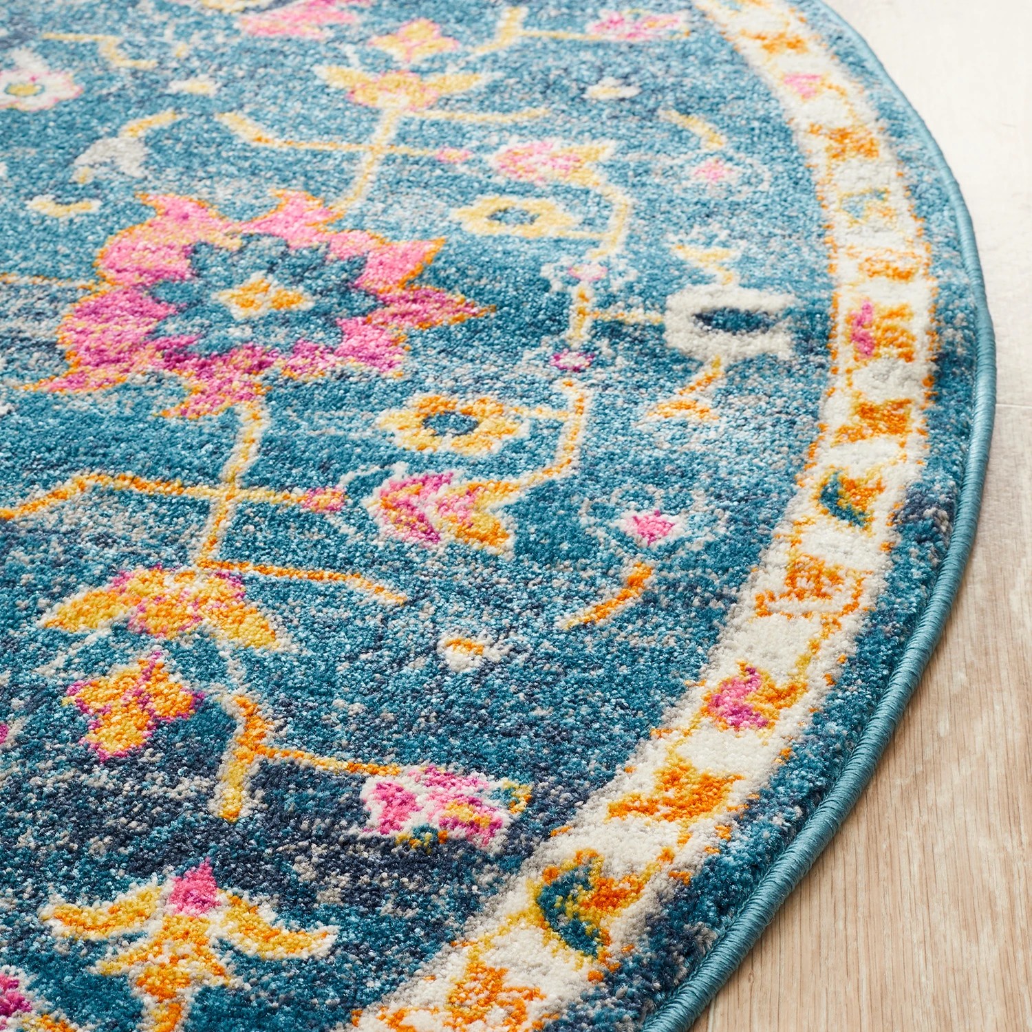 3 Common Ground Rugs Atlas 209 200x200cm - Medium Round Power Loomed Pet Friendly Rug - Blue, 3 of 5