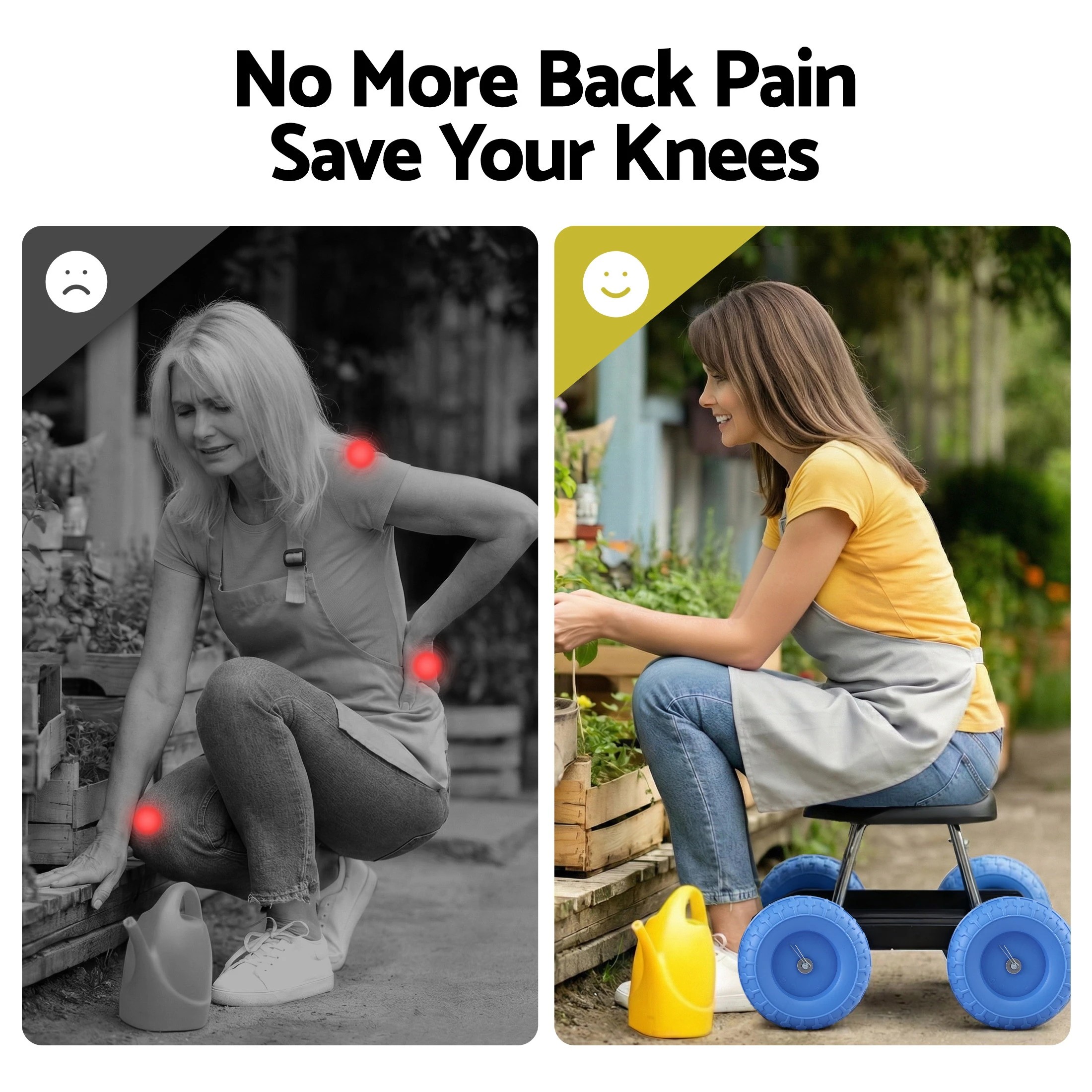 4 Gardeon Garden Cart Seat Wheels Rolling Work Stool Tool Tray 200kg Heavy Duty - Multi, 4 of 7