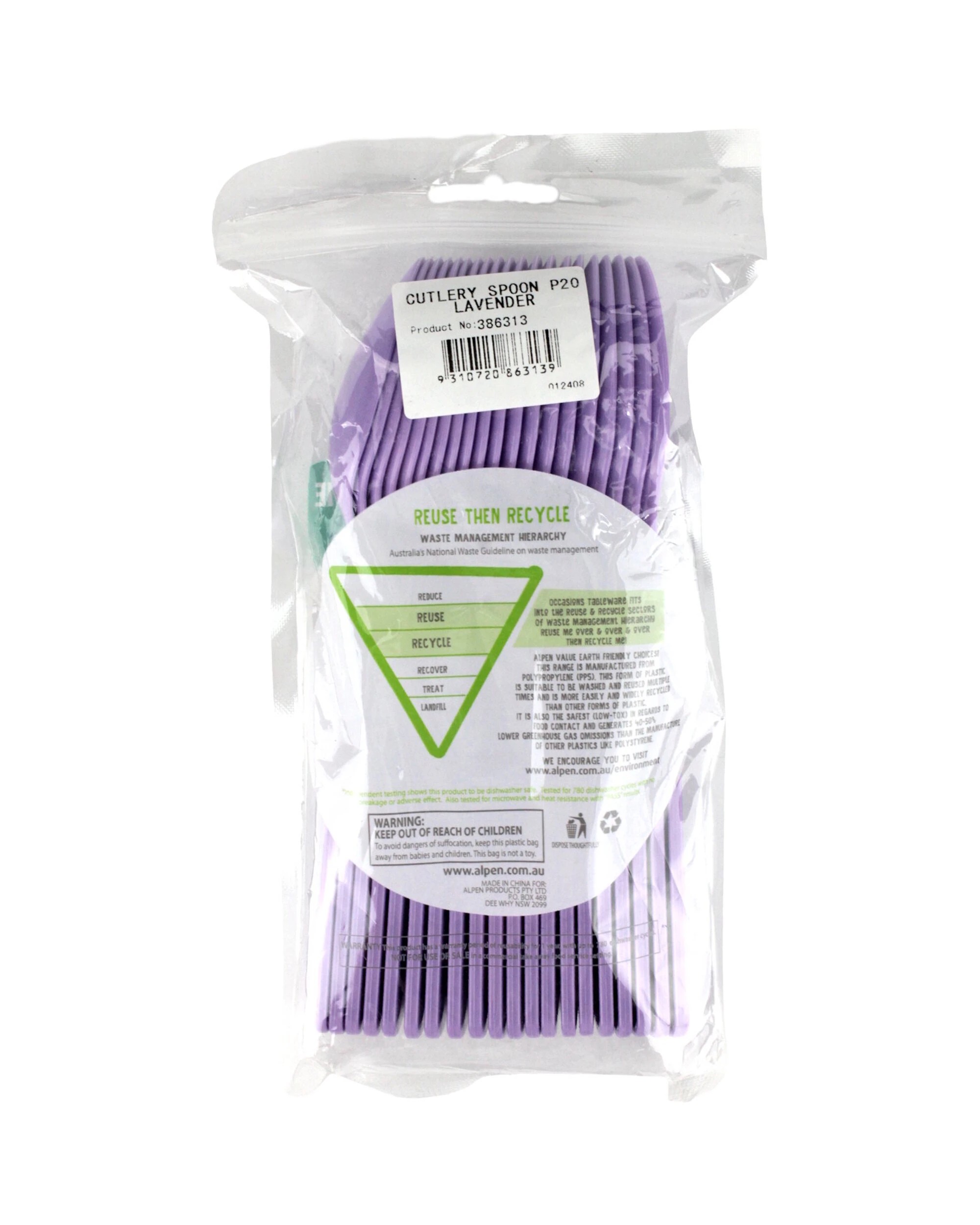3 Alpen Lavender Reusable Plastic Spoons Pack of 20 - Purple, 3 of 3