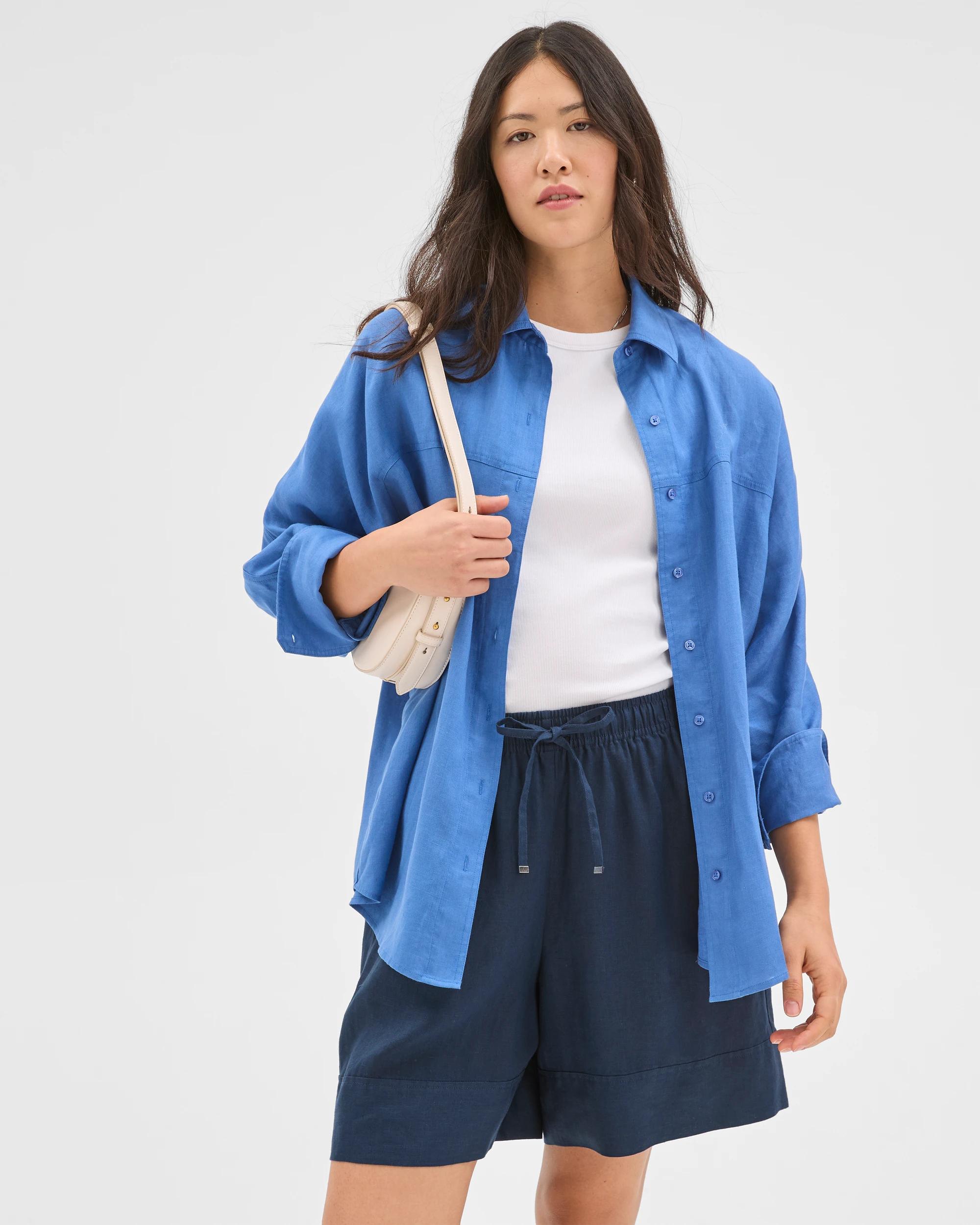 1 Target European Linen Long Shorts NAVY, 1 of 5