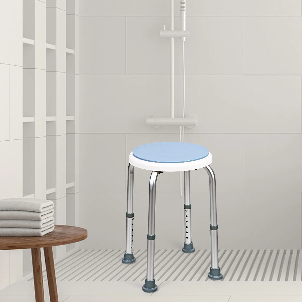 9 Costway 360° Rotating Shower Stool Aluminum Bath Chair for Senior, 9 of 9
