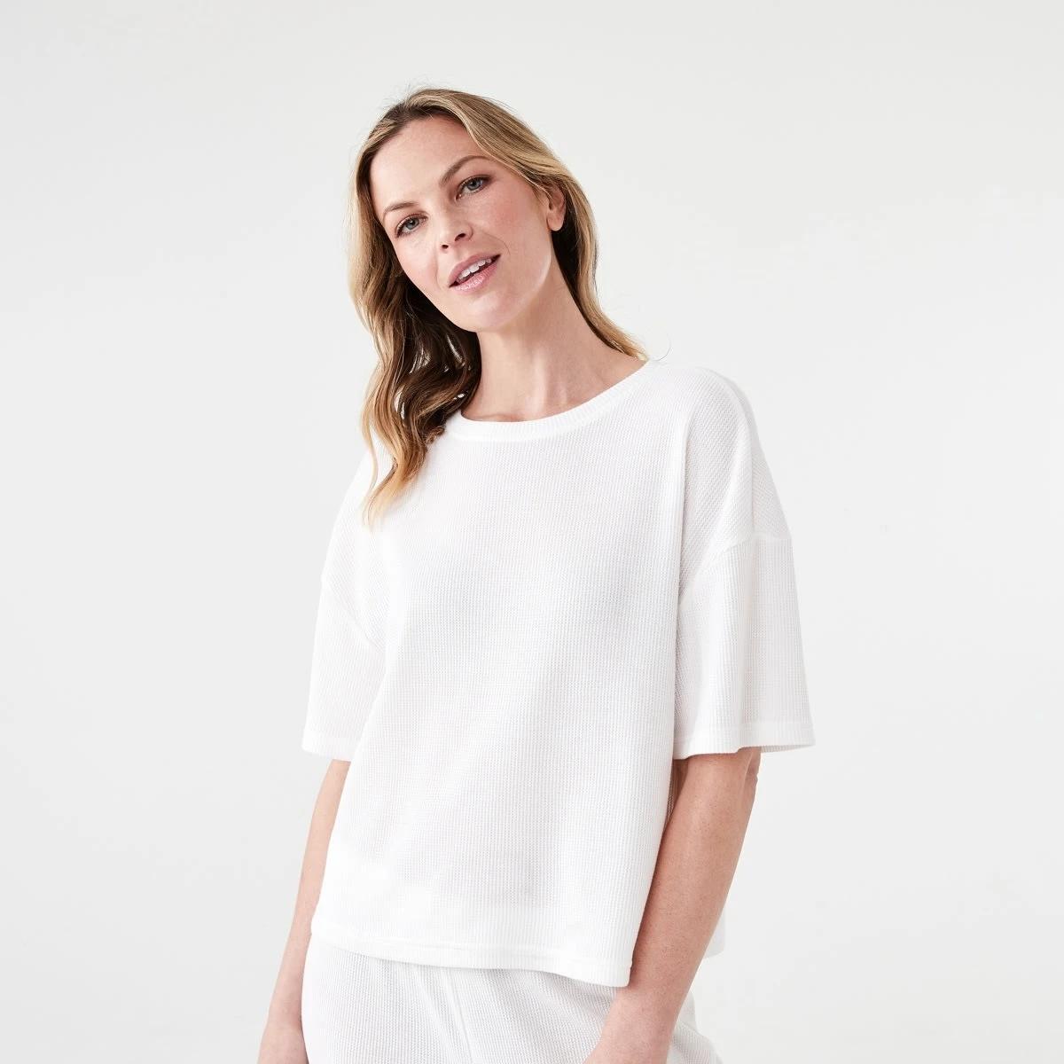 1 Waffle Boxy T-shirt WHISPER WHITE, 1 of 6