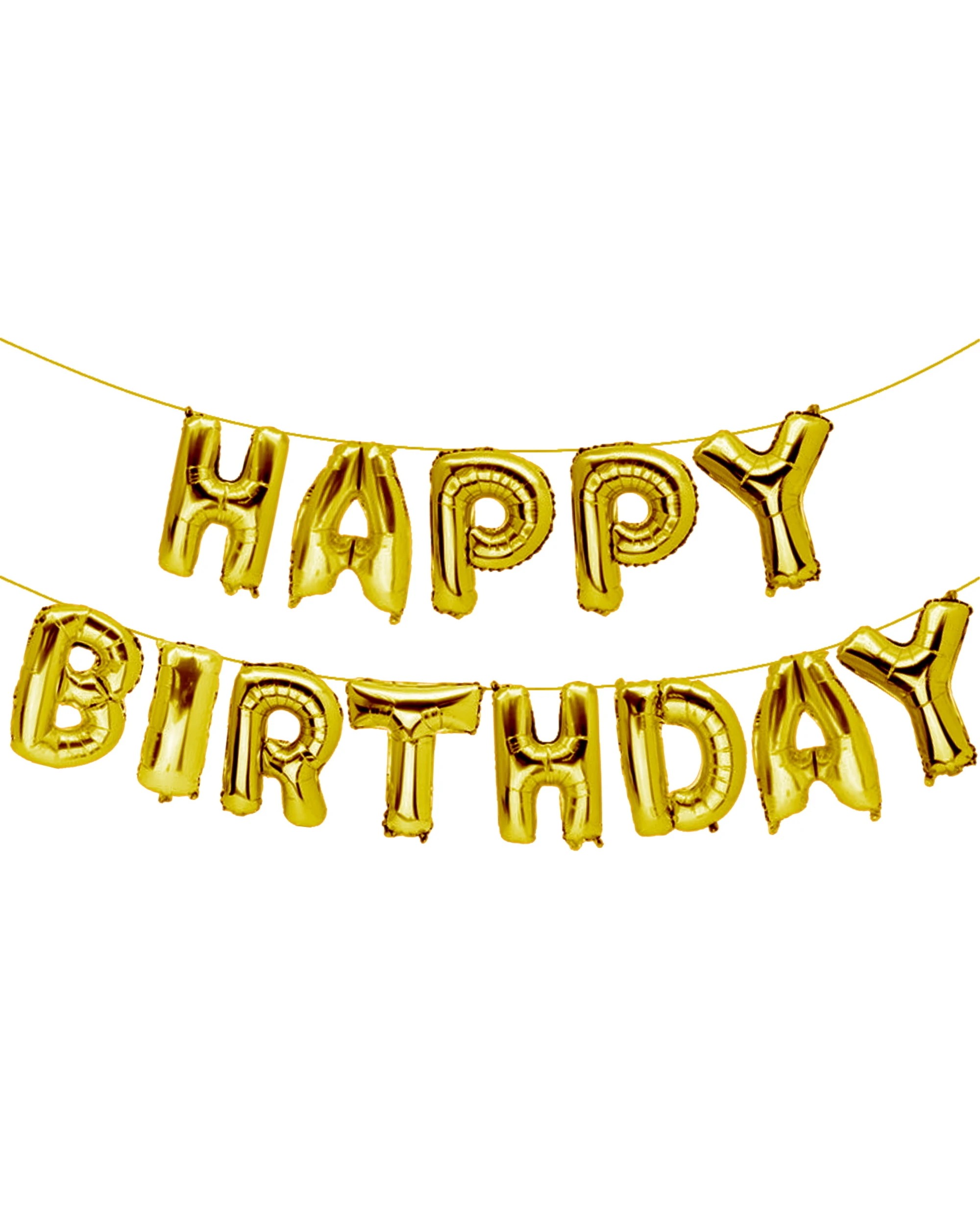 1 Partyrama Gold Happy Birthday Foil Letter Balloon Banner Air Fill - Gold, 1 of 1