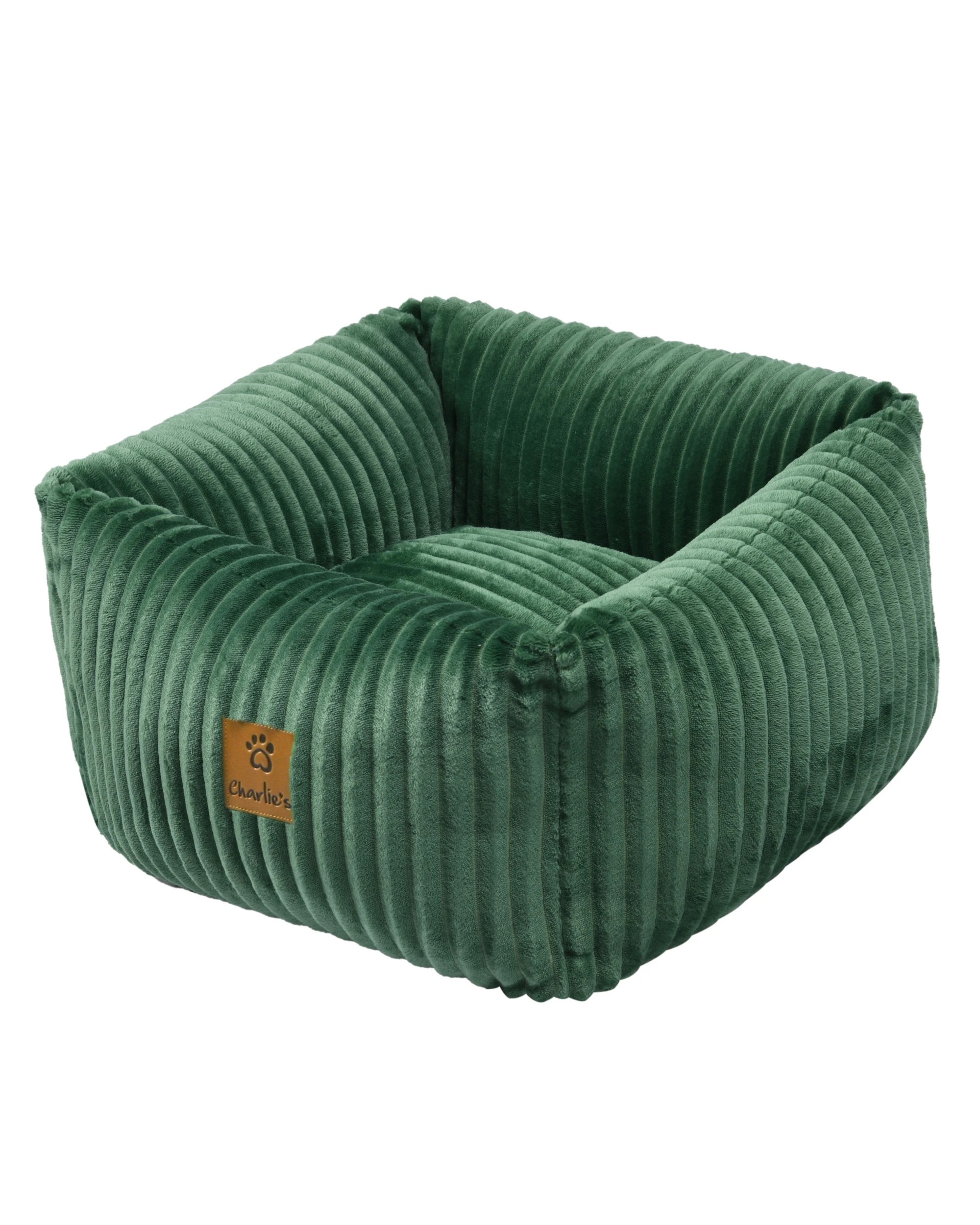 4 Charlie's Ascher Plush Corduroy Square Dog Bed Small - Eden Green, 4 of 8