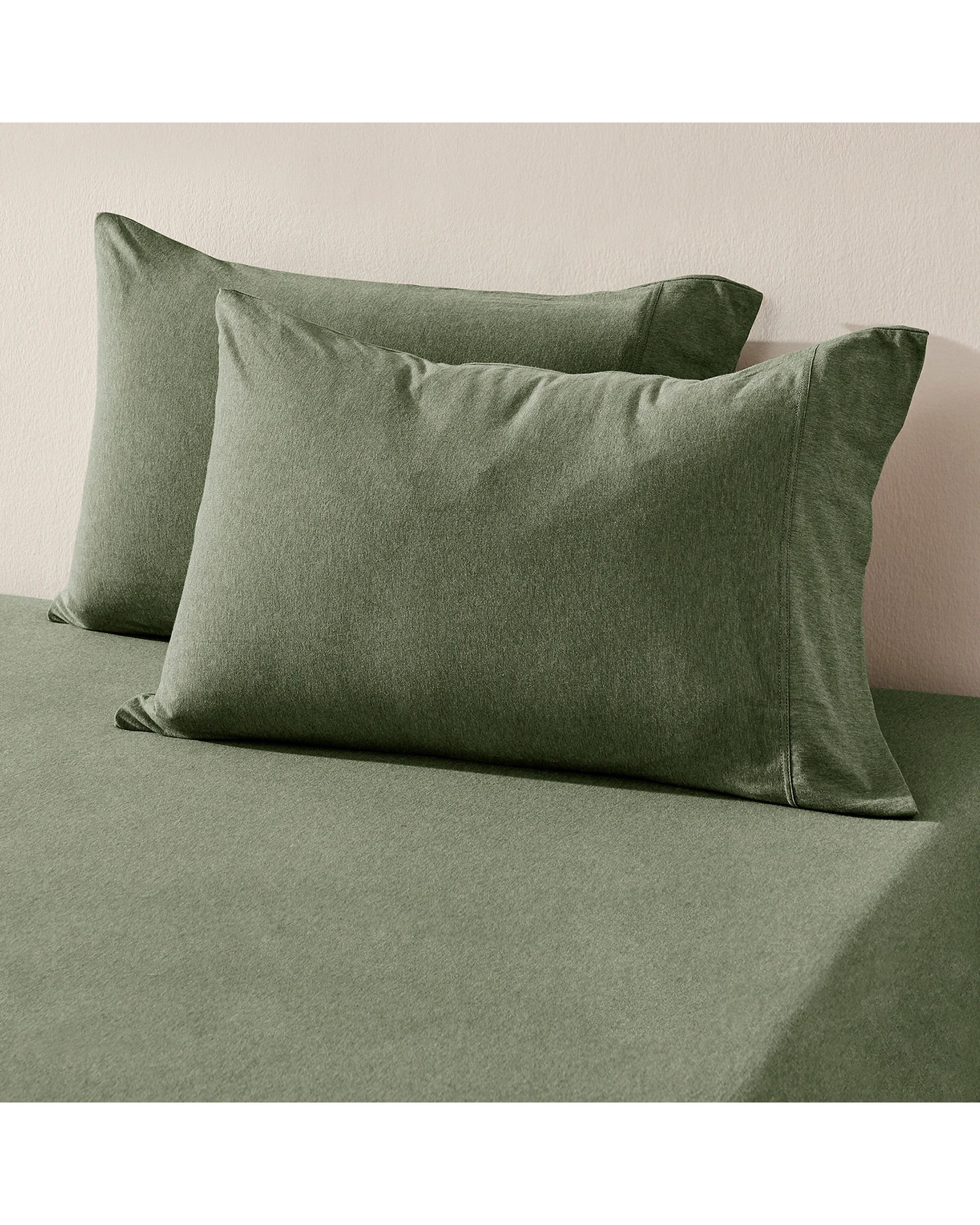 2 Dreamaker Jersey Luxe 100% Cotton Combo Fitted Sheet Set - Single Bed - Olive, 2 of 5