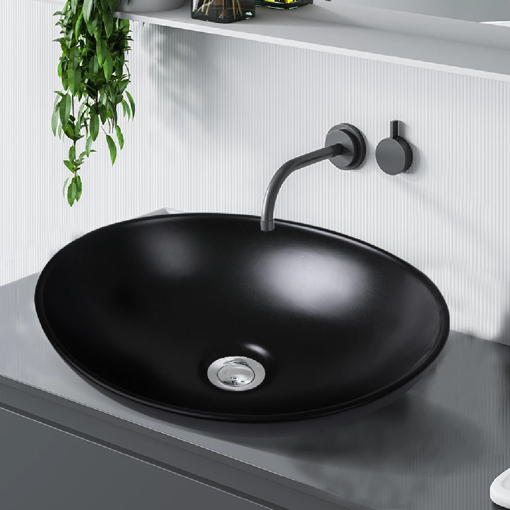 8 Traderight Bathroom Basin Sink Black Oval, 8 of 8