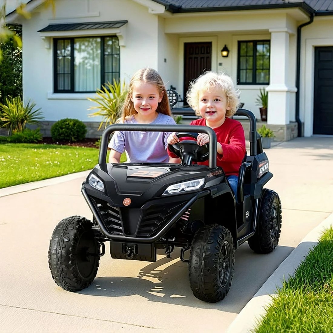 3 Rigo Kids Ride On Car Electric Toys Cars Headlight Music Remote Control - Black, 3 of 7