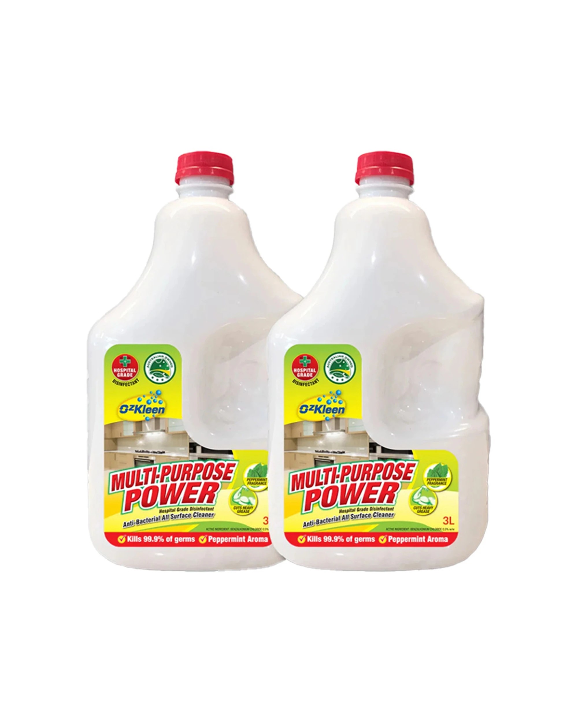 1 OzKleen 2-Pack Multipurpose Power 3L Antibacterial Cleaner Peppermint Scented - White, 1 of 1