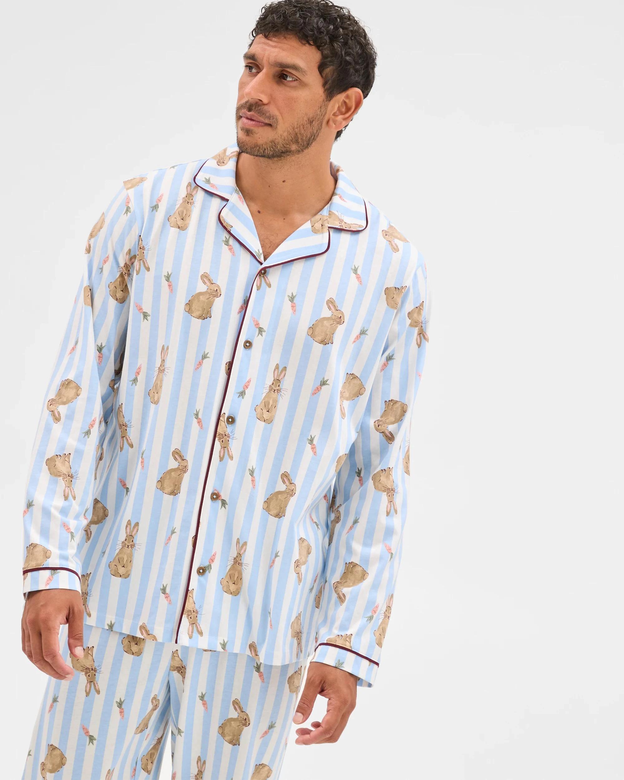 2 Target Man Family Matching Australian Cotton Easter Mens Pyjama Set - Bunny Stripe BUNNY STRIPE, 2 of 8