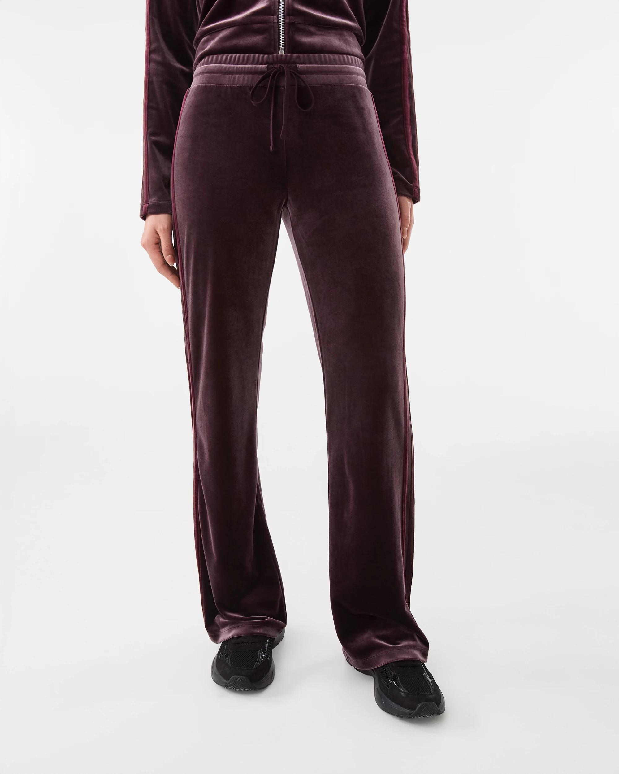 1 Velour Trackpants Choc Plum, 1 of 9