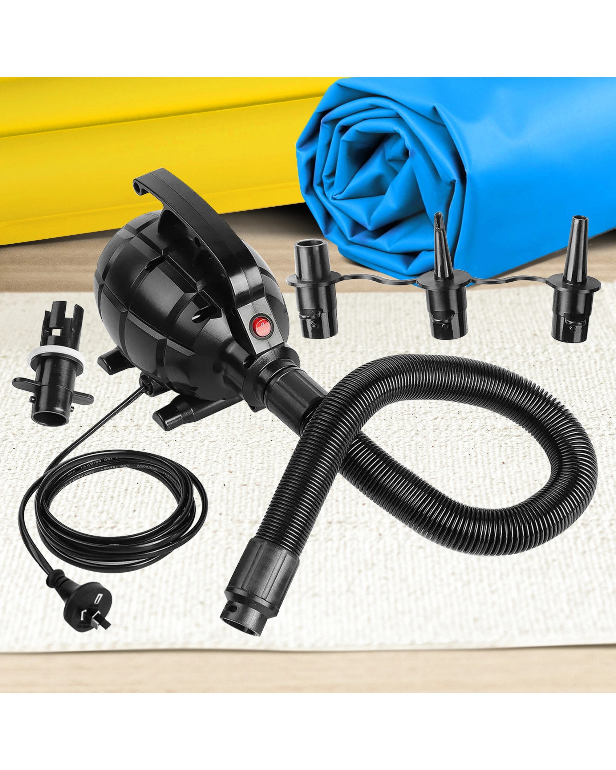 6 Powertrain 500W Electric Air Pump for Air Track Mat, Air Mattress, Pool Floats and Toys, 6 of 6