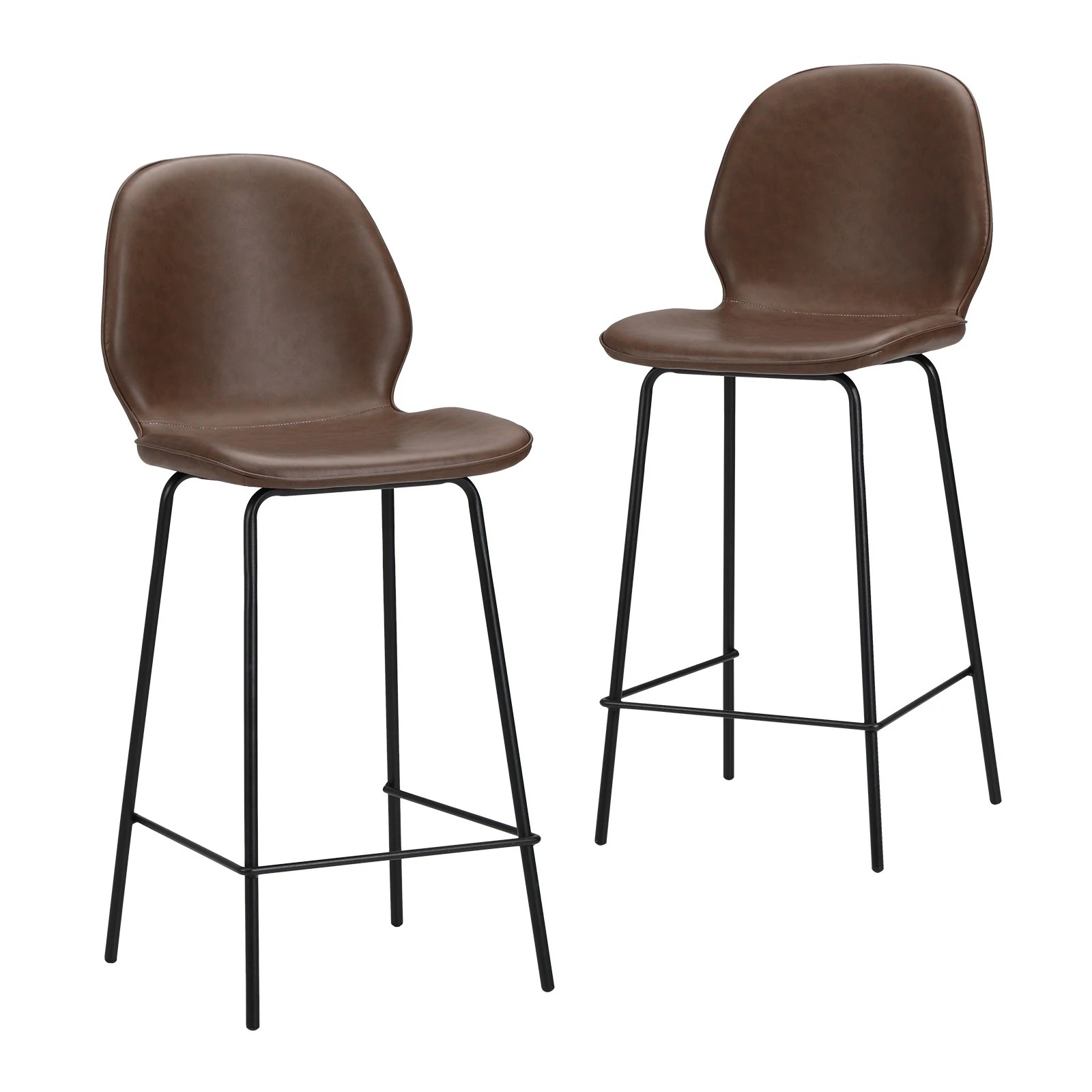 1 Oikiture 2PCS Bar Stools Kitchen Counter Chair Metal - Brown, 1 of 9