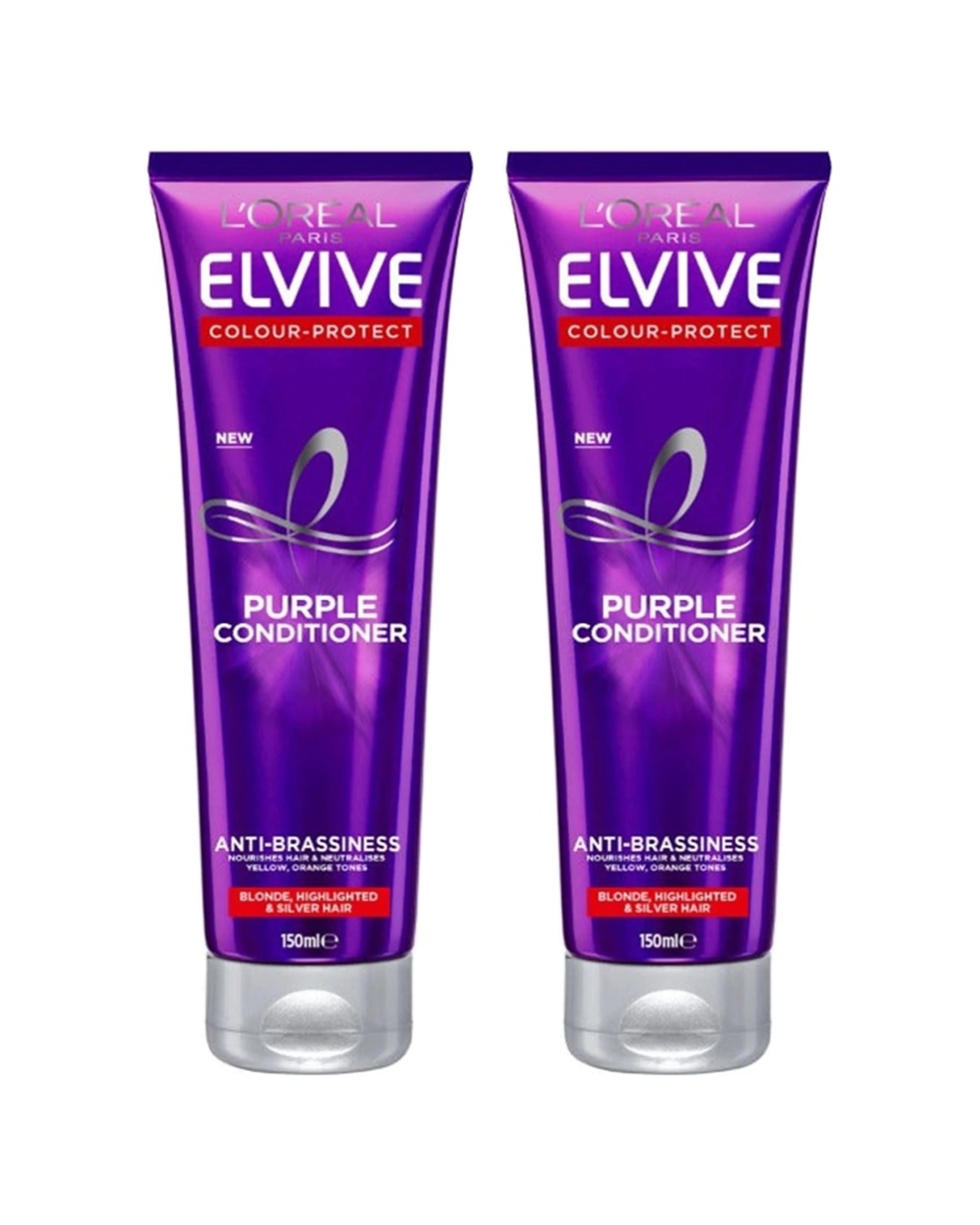 1 L'Oreal 2 Pack Elvive Conditioner Coloured Blonde & Highlighted Hair 150ml - Purple, 1 of 3